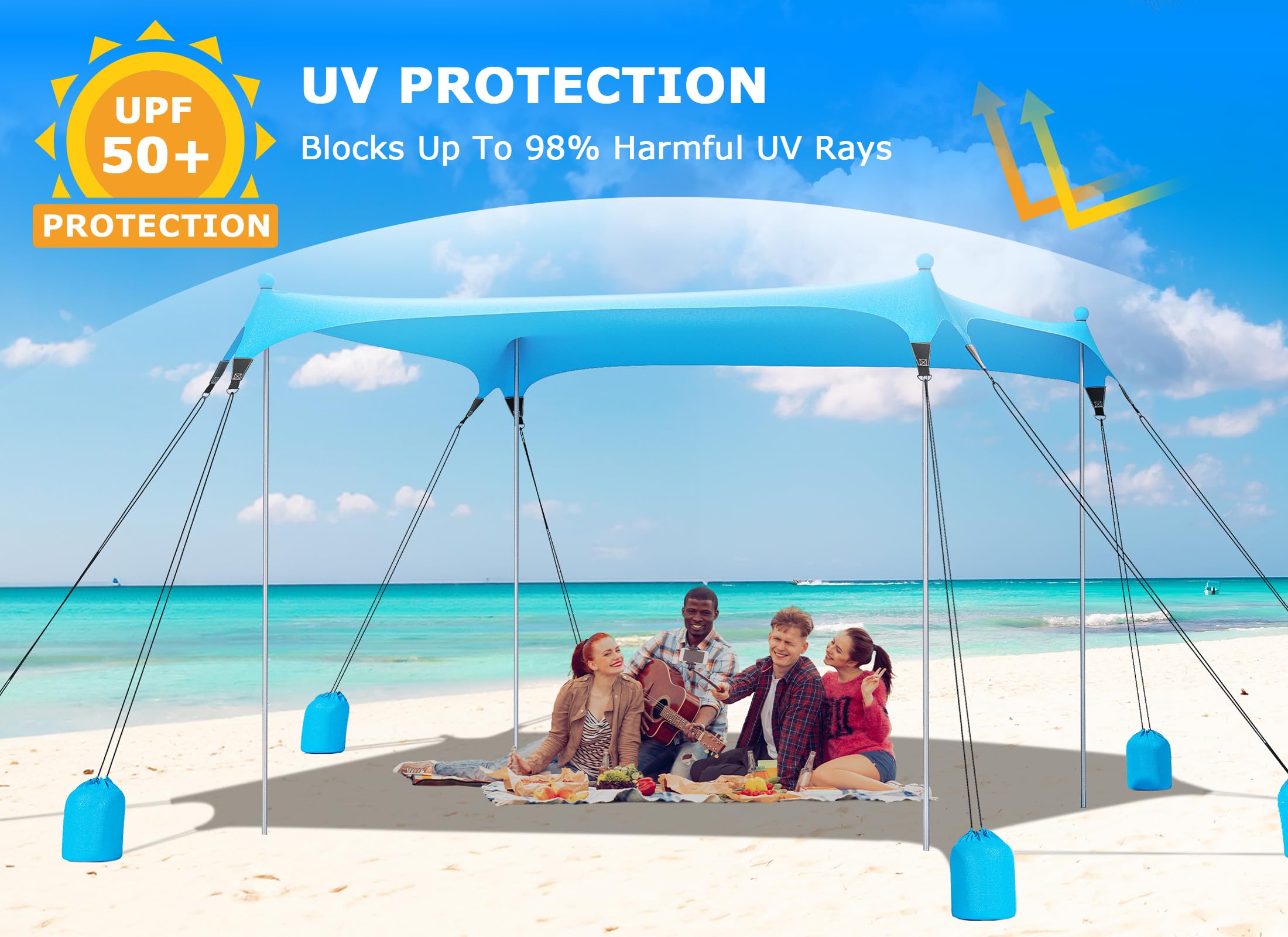 Amazon.com: Gorich Beach Tent Sun Shelter with 8 Sandbags, UPF50+