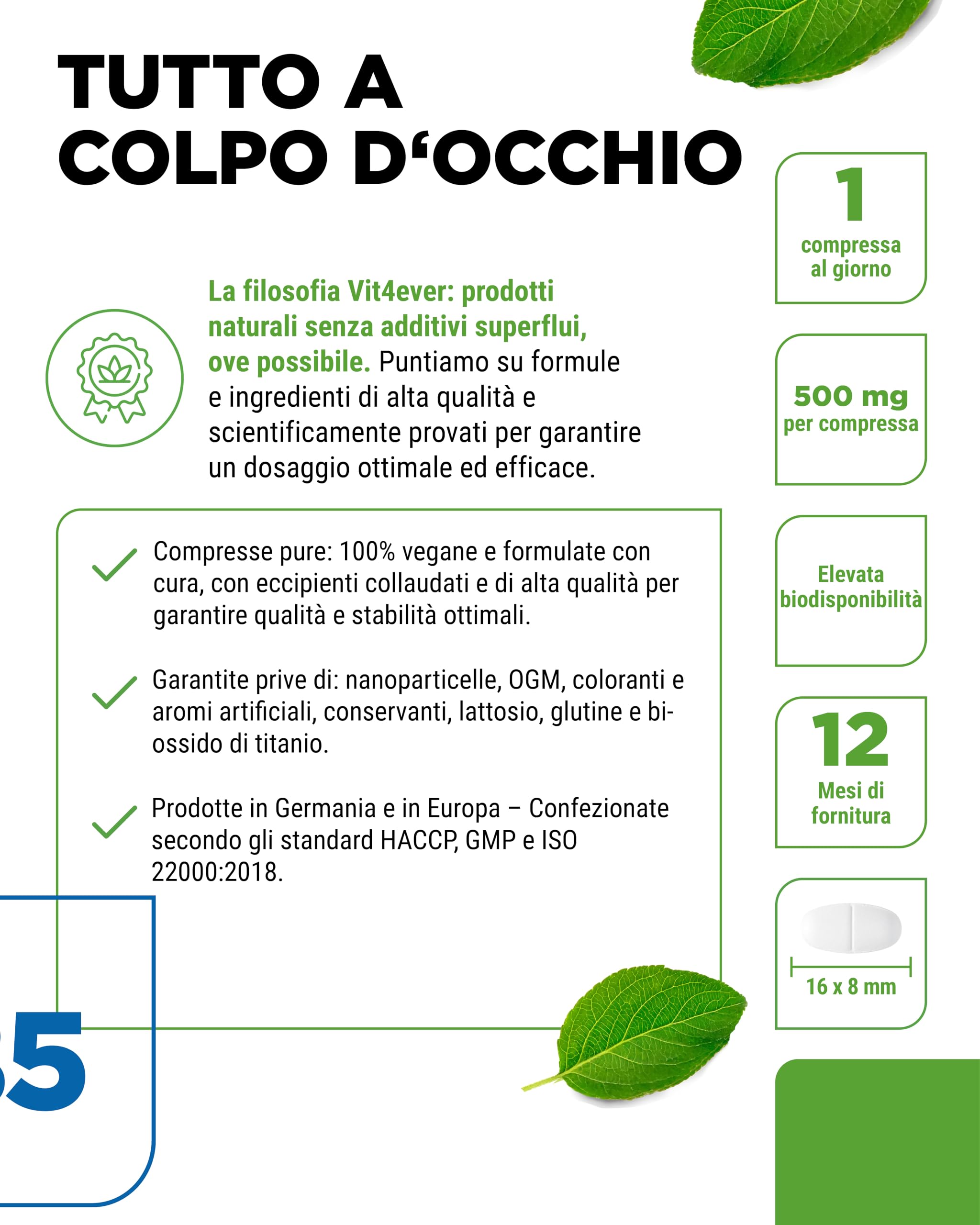 vit4ever Vitamina B5 (Acido Pantotenico) - 500 mg - 365 Compresse - Scorta per 1 anno - Alto Dosaggio - Senza Additivi Indesiderati - Vegano