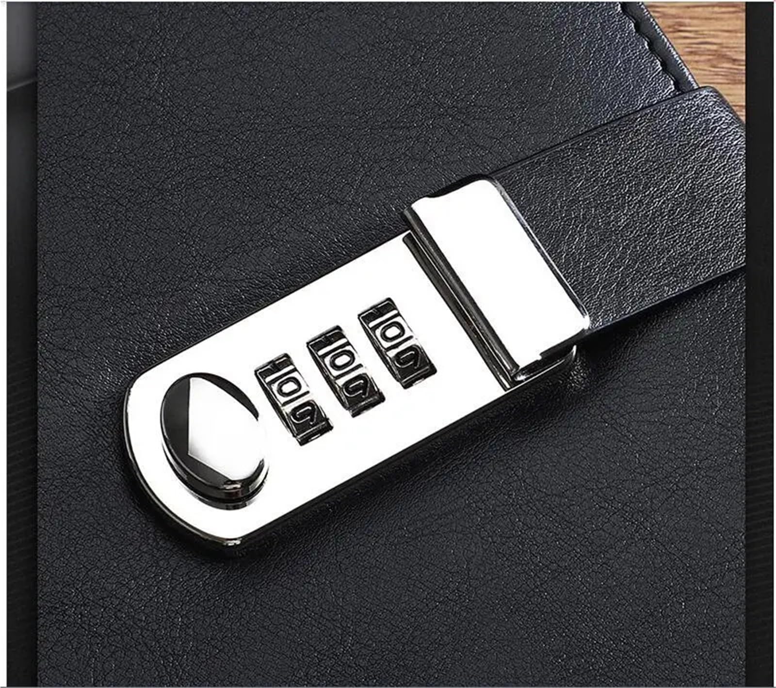 Carnet Mot De Passe Portefeuille de planificateur de carnet de Voyage d'affaires en Cuir A5 avec Verrouillage par Mot de Passe, classeur à Anneaux à 6 Trous à Feuilles Mobiles(A5 Red)
