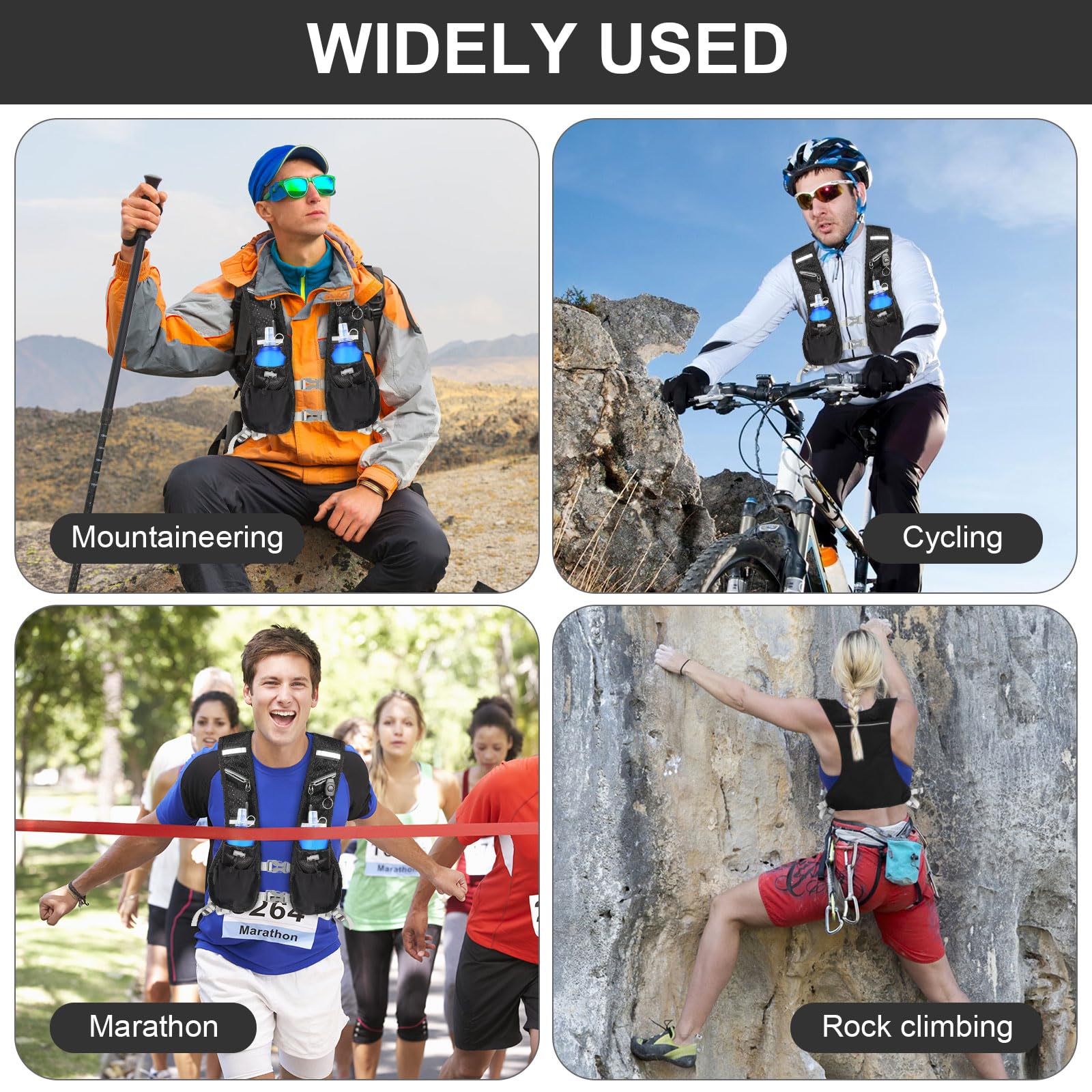 Chaleco de Correr para Mujeres y Hombres, Chaleco Hidratacion Trail Running con 6 Bolsillos, Ligero Chaleco de Hidratación para Andar en Bicicleta Correr en Senderos Maratón
