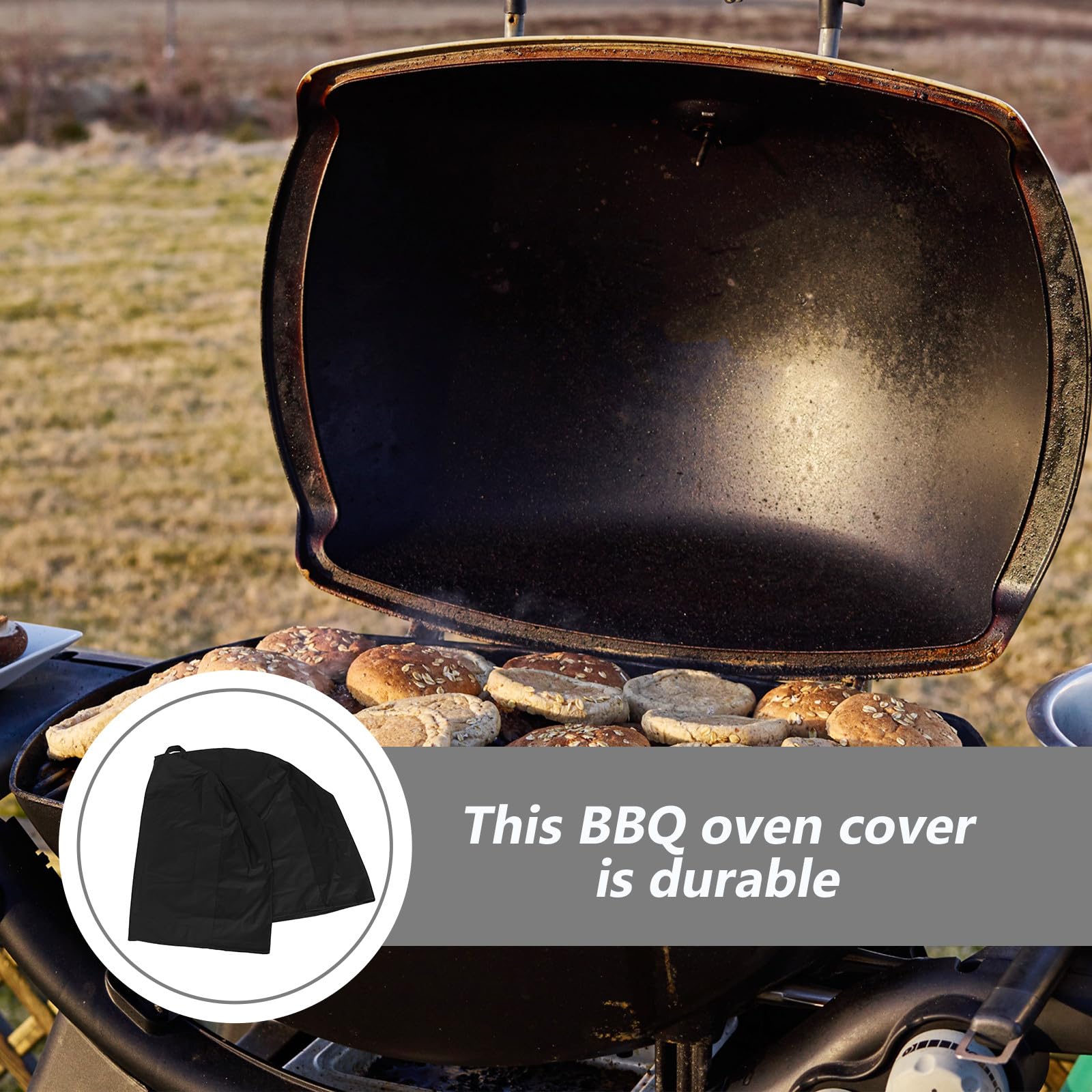 CALLARON Funda para Barbacoa de Exterior en Tela Oxford 600d Negra, y Resistente al Viento para Protección de Parrillas y Muebles