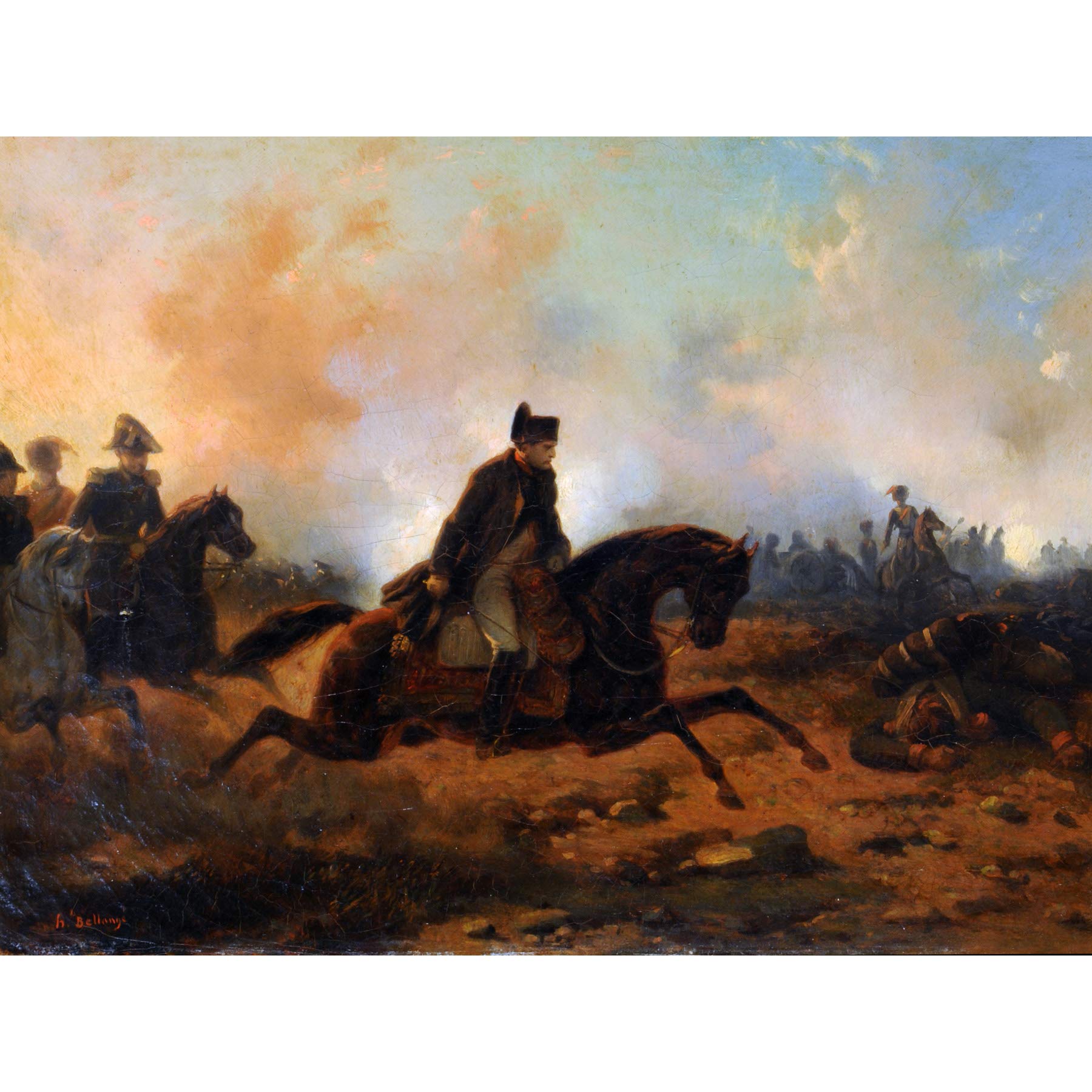 Bellange Napoleon Charging Battle Waterloo Painting Large Wall Art Print Canvas Premium Mural