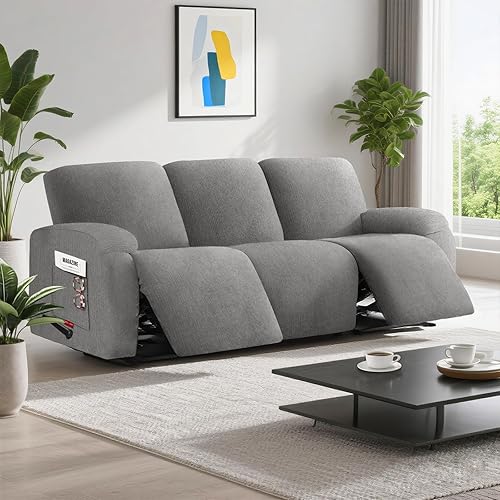 Miniatura 7 de Funda elástica para sofá reclinable, 5 fundas de tela de felpa y protector duradero de muebles para sofá reclinable, ideal para niños y mascotas (3