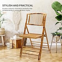 Vista 3 de VINGLI Silla Plegable de Bambú, Sillas Plegables de Madera para Comedor Cómodas para Interior y Exterior, Patio, Porche, Boda, Fiesta, Evento, Marrón