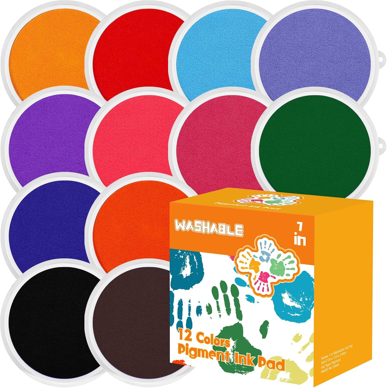 Artscent 7” Large Ink Pads for Stamps, Washable Stamp Pad for Handprint, Footprint, Finger Paint, Vibrant Colored Inkpad as Scrapbook Supplies, Art DIY Craft, Card Making, Gifts (4 Color)