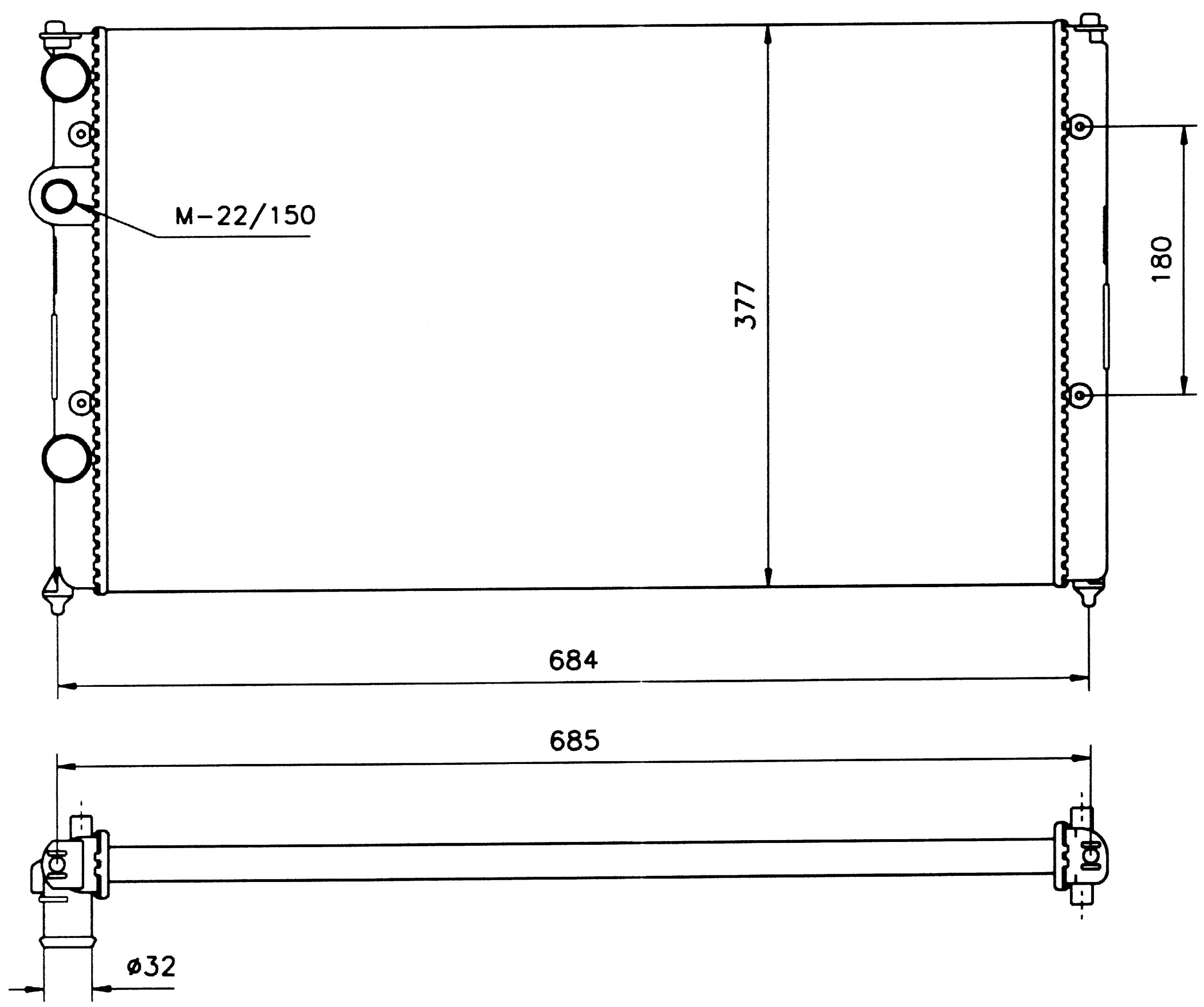 NRF Radiador refrigeración del motor Ancho de red 378mm Longitud de red 628mm Profundidad de red 34mm Compatible con VW Lupo/Lupo 3L 6X1, 6E1 58093
