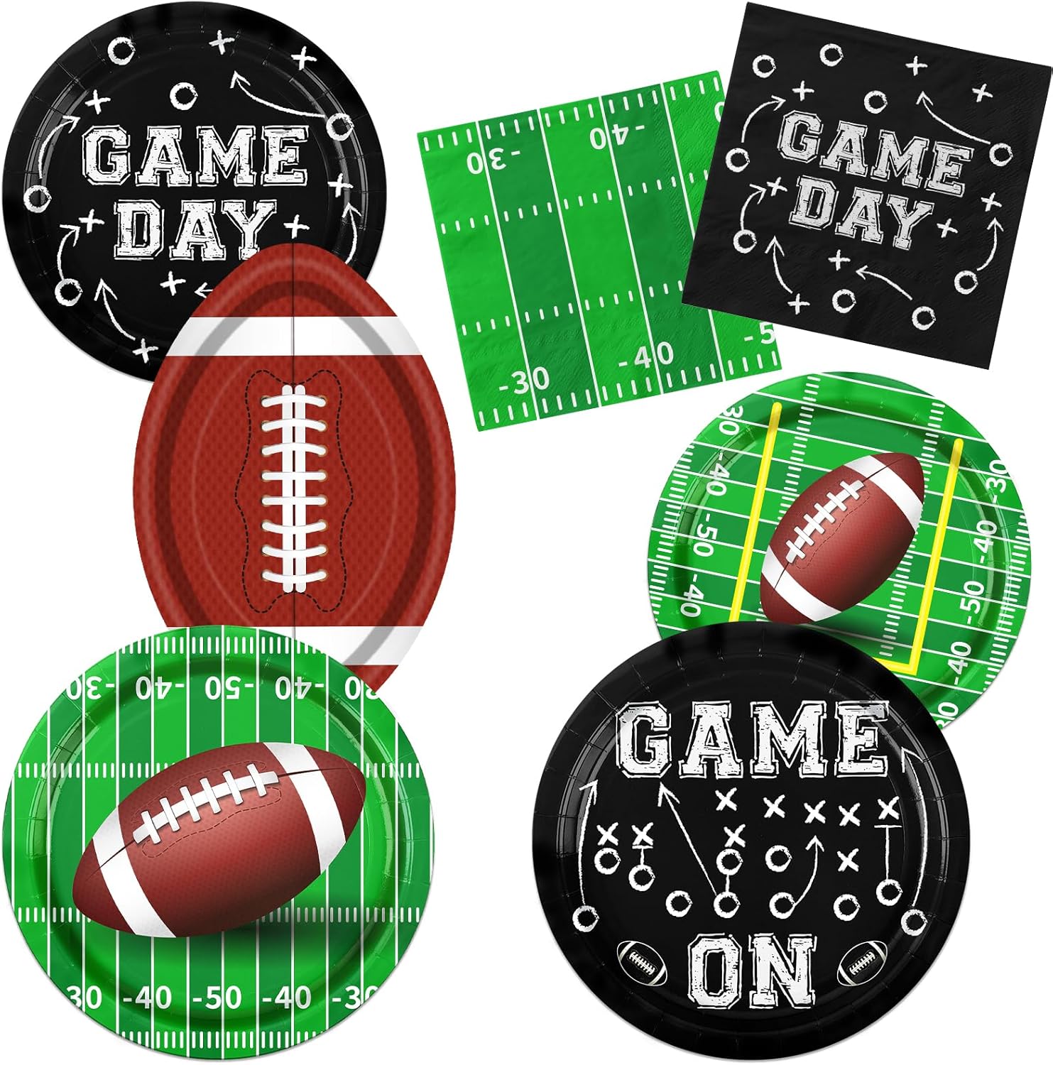 127Pcs Football Party Supplies - Football Shaped Party Plates and Napkins, Tableware Decorations for Sports Game Day Birthday Decoration