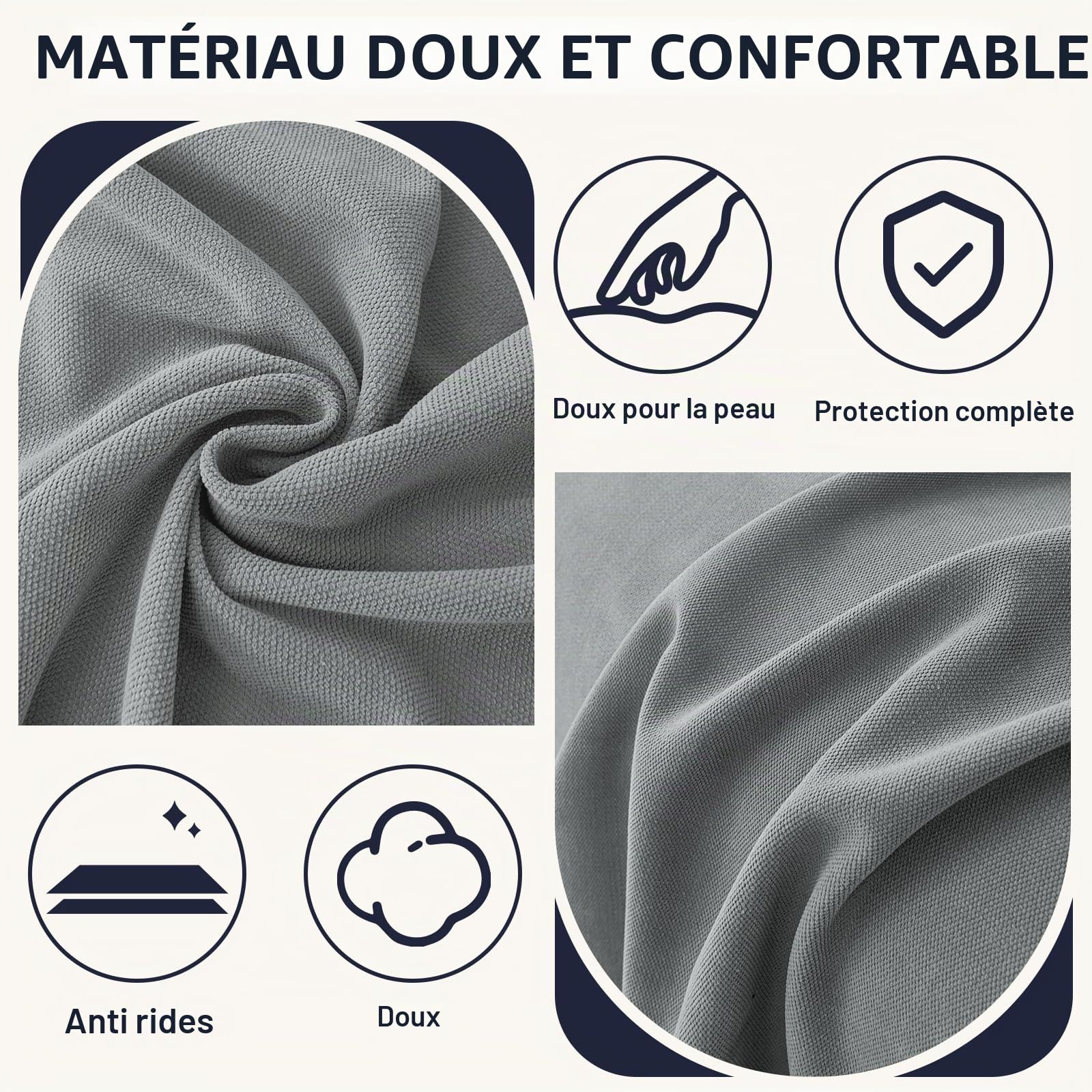Royhom Housse de Canapé, Protege Canape Hydrofuge, Gris, 380x180 cm