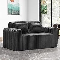 Vista 3 de Hobestluk Couch Sofa 2-Seater Foam Sofa Loveseat for Small Spaces Comfy Sofas with Removable Cover Furry Couch with Pillows for Living Room