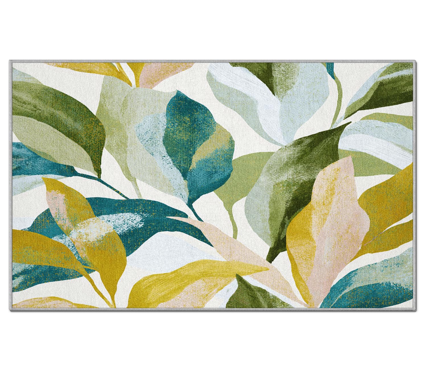 Tapis Salon Feuilles Aquarelle 200x300cm Lavable en Machine Antidérapant