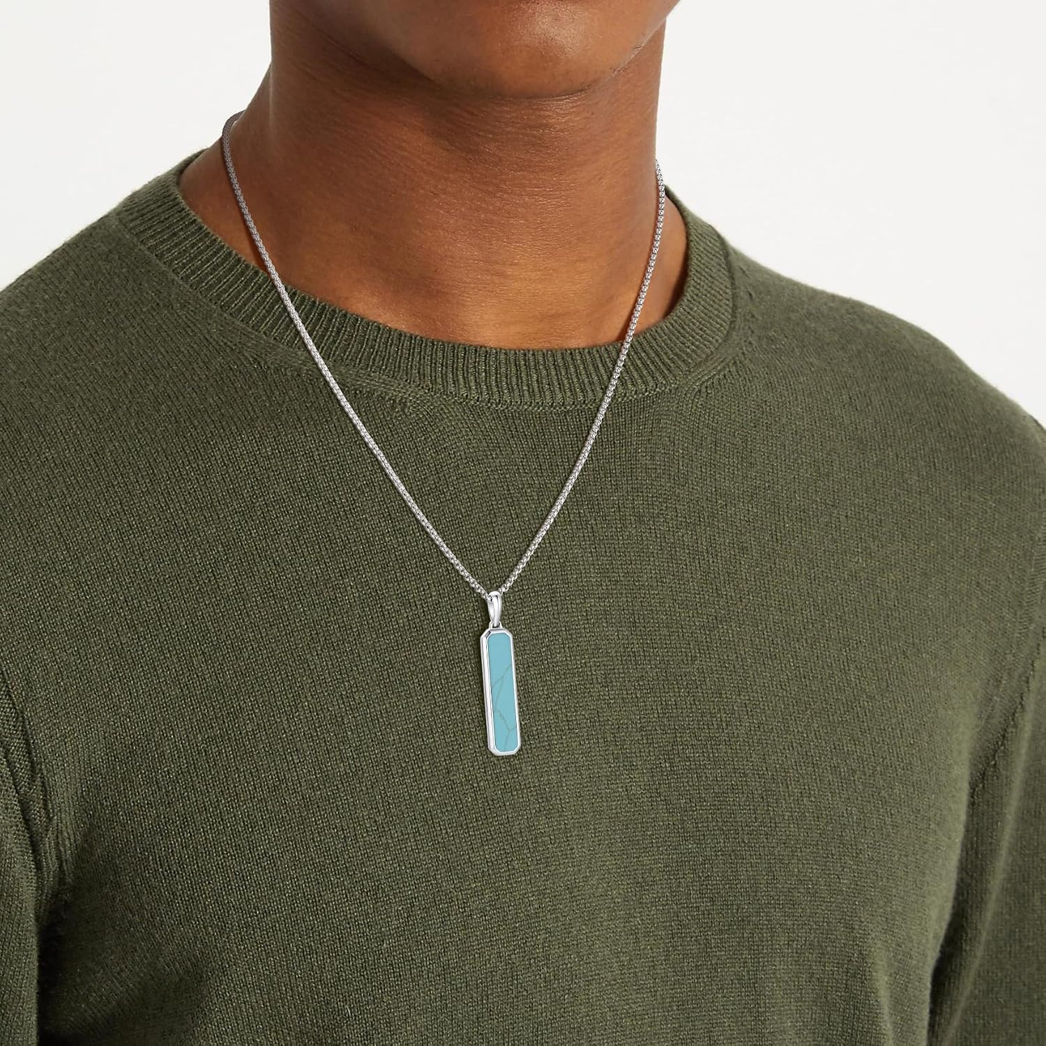 GAVU Stainless Steel Crystal Necklace for Men, Dog Tag Necklace for Men, Onyx Lapis Lazuli 22"/24"
