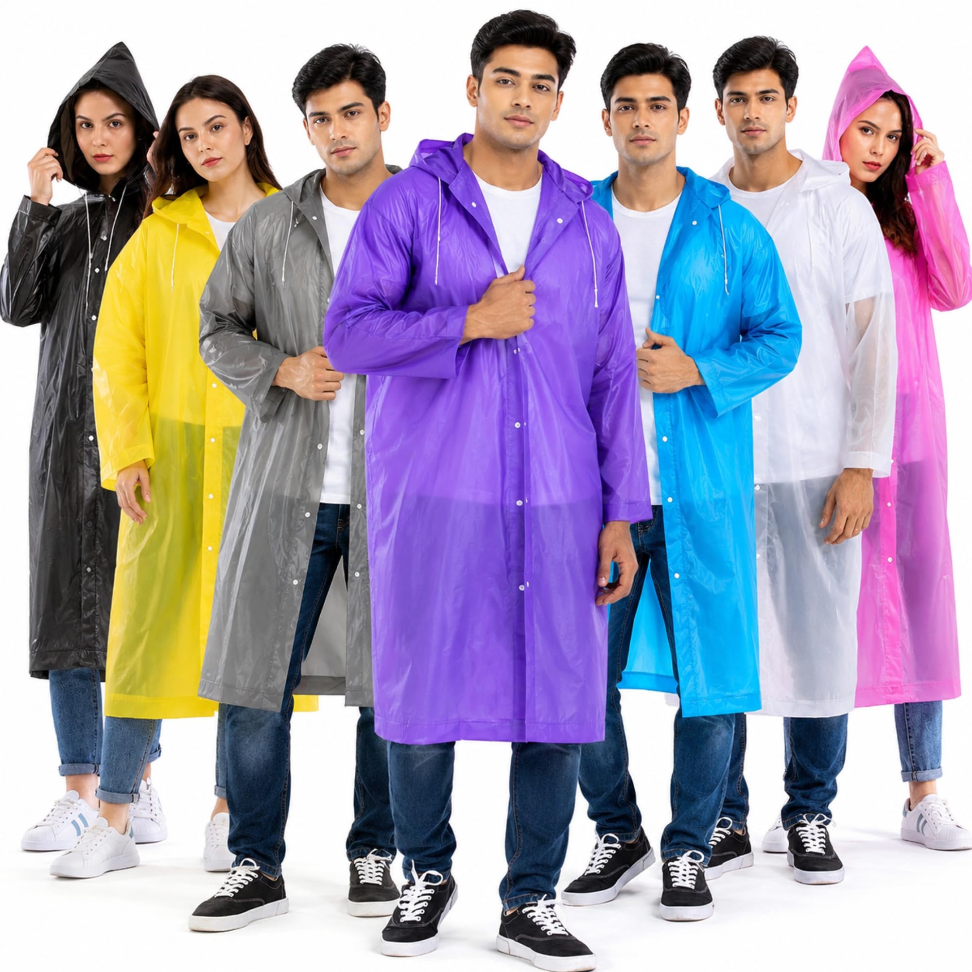 Waterproof Rain Coat for Men & Women | Unisex Hooded Raincoat | Multi Colour | Reusable Lightweight Rainwear | Pack of 1-image-13