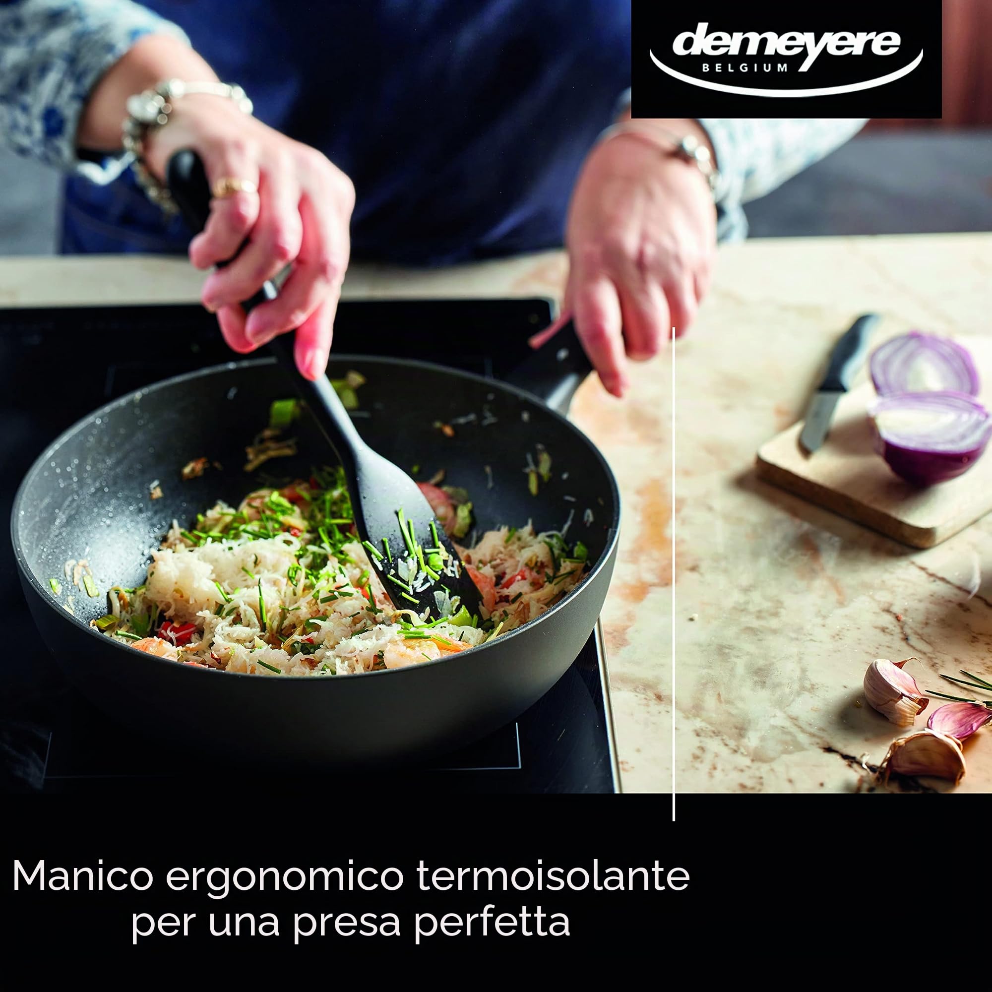 DEMEYERE Wok antiaderente Alu Classico 3 Duraslide, compatibile con tutti i piani cottura e le piastre a induzione. Wok premium, garanzia 5 anni - Ø 28 cm