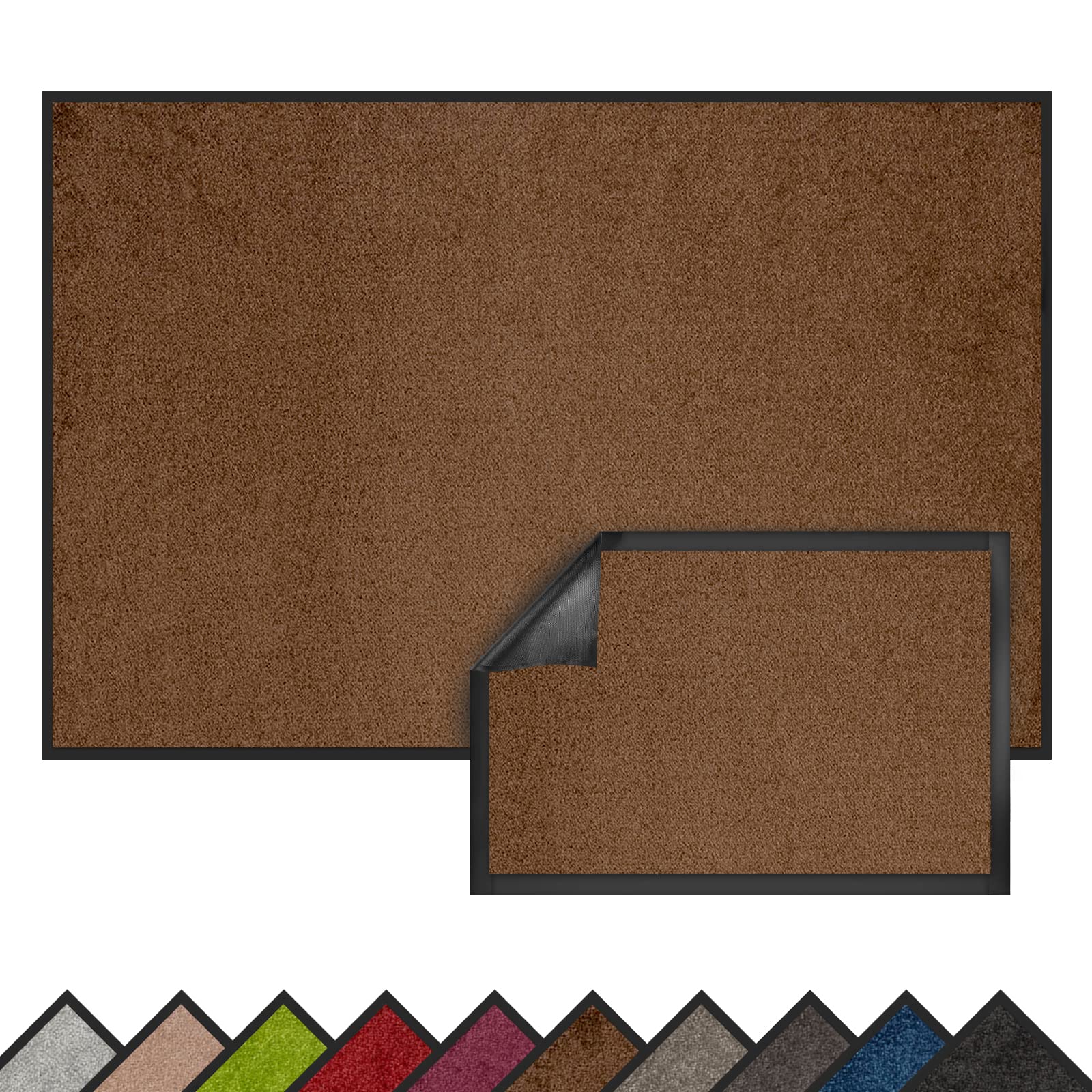 FLODI. Highly Absorbent Entrance Mat - Dirt Trapper Mat Non-Slip Doormat, Indoor & Outdoor Dust Control Barrier Matting for Home & Commercial Entrances (Brown, 90 x 120 cm)