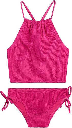 Kanu Surf Girls, Daisy UPF 50 Beach Sport Halter Tankini 2-piece Swimsuit, Popco