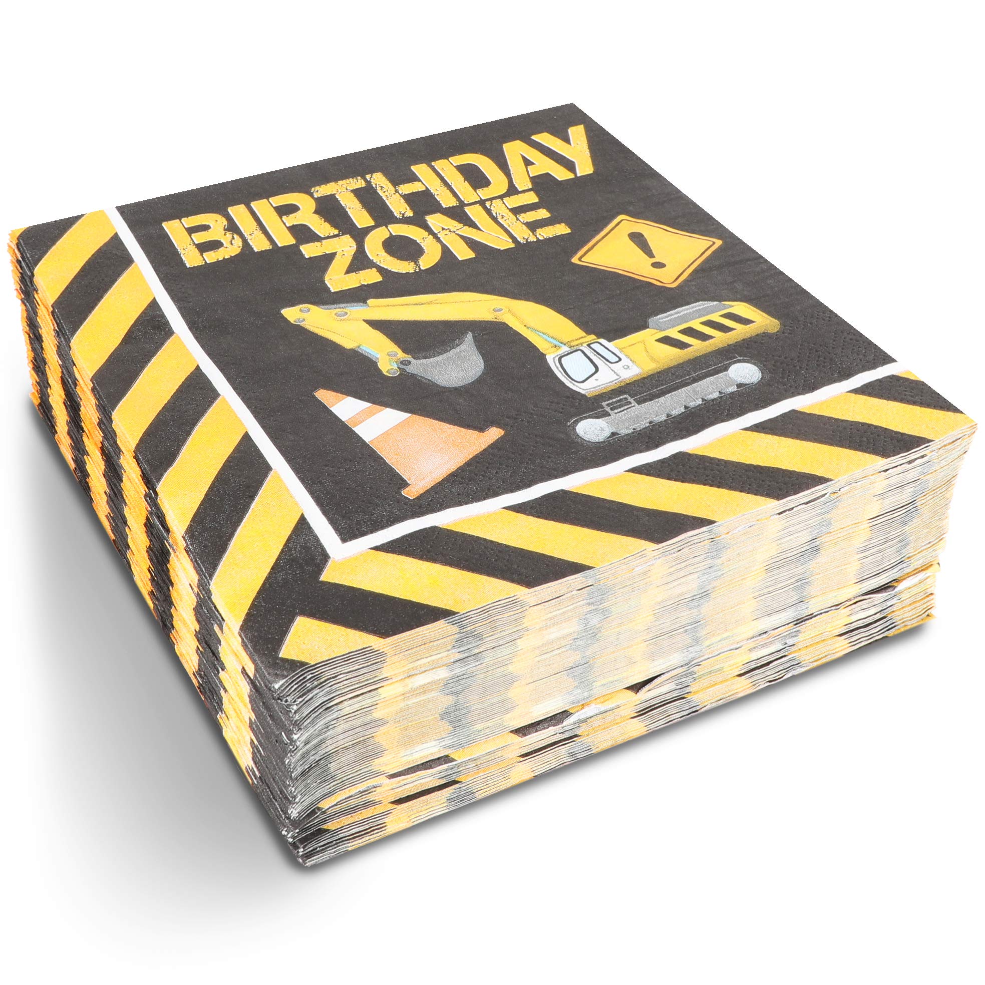 Construction Theme Birthday Party Napkins (6.5 in, 100 Pack)
