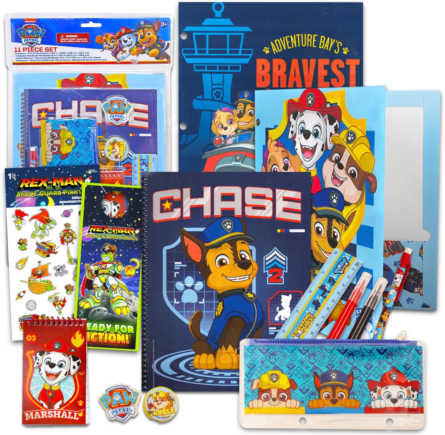 Paw Patrol Giant All You Need for School Stationery Gift Set  Estuche para lápices, cuaderno de borrador, regla de borrador, Regla de Regla de Regla