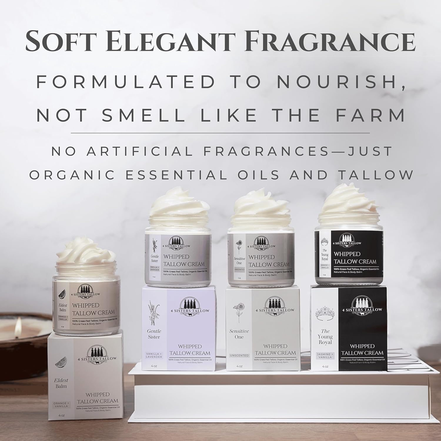 100% Grass Fed Beef Tallow For Face & Skin - All Natural Tallow Face Cream - Whipped Moisturizer Lotion - Made in USA - 100% Organic Essential Oils - Lrg 4 Fl Oz - For Sensitive Skin - (Unscented) - Image 6