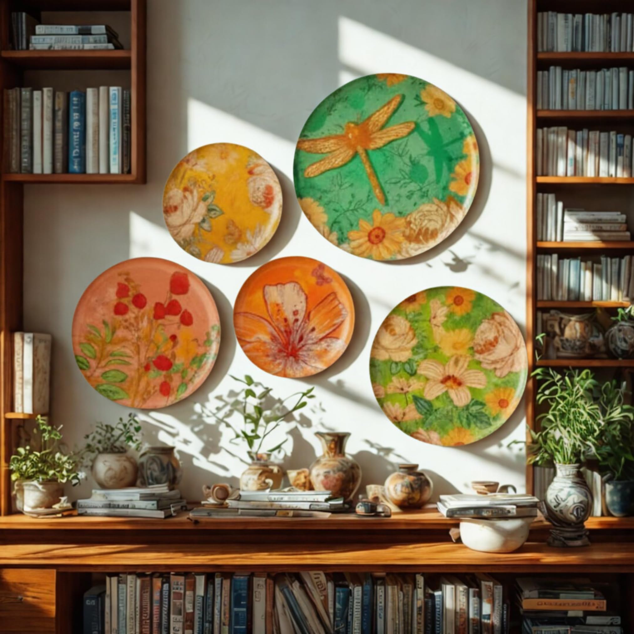 Regal Ornate Wall Plates - Floral & Ethnic Decor Set of 5 -6