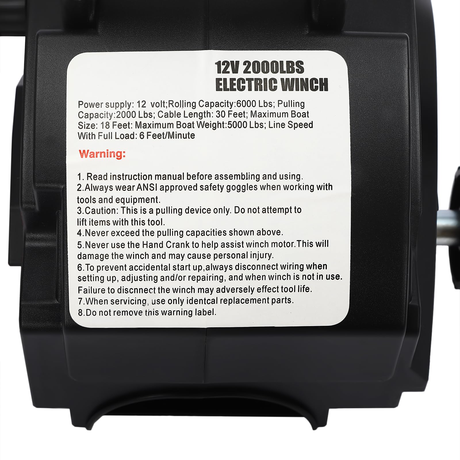 Verricello elettrico 12 V – Verricello motore ad alte prestazioni con 300 W e 2721 kg di forza di trazione, ingranaggi in acciaio per auto, rimorchi, barche, yacht e verricelli