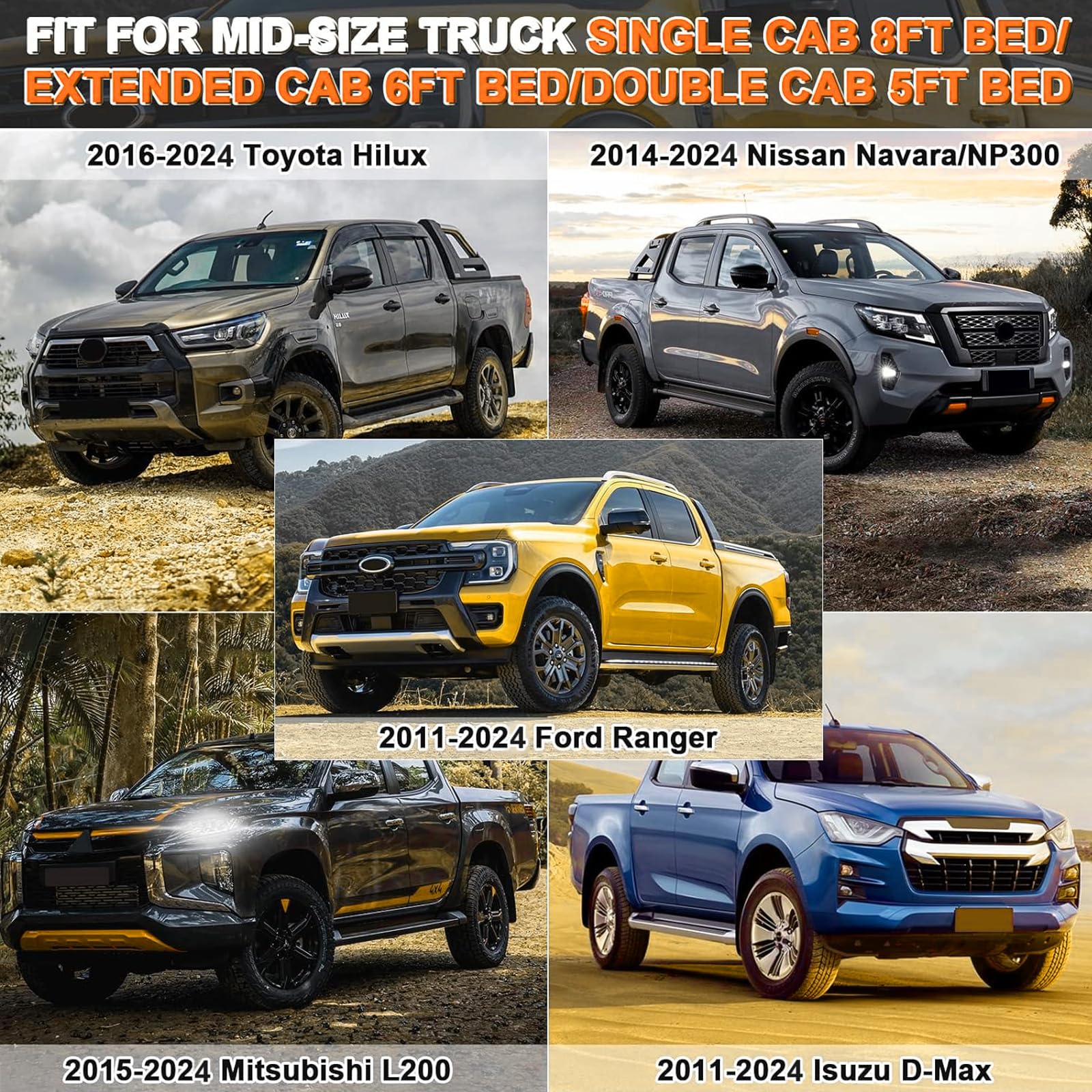 Funda de coche impermeable apta para Ford Ranger, Toyota Hilux, Nissan, Navara, VW Amarok, verano, lona completa, cubierta exterior para lluvia, sol, polvo, protección UV, color plateado