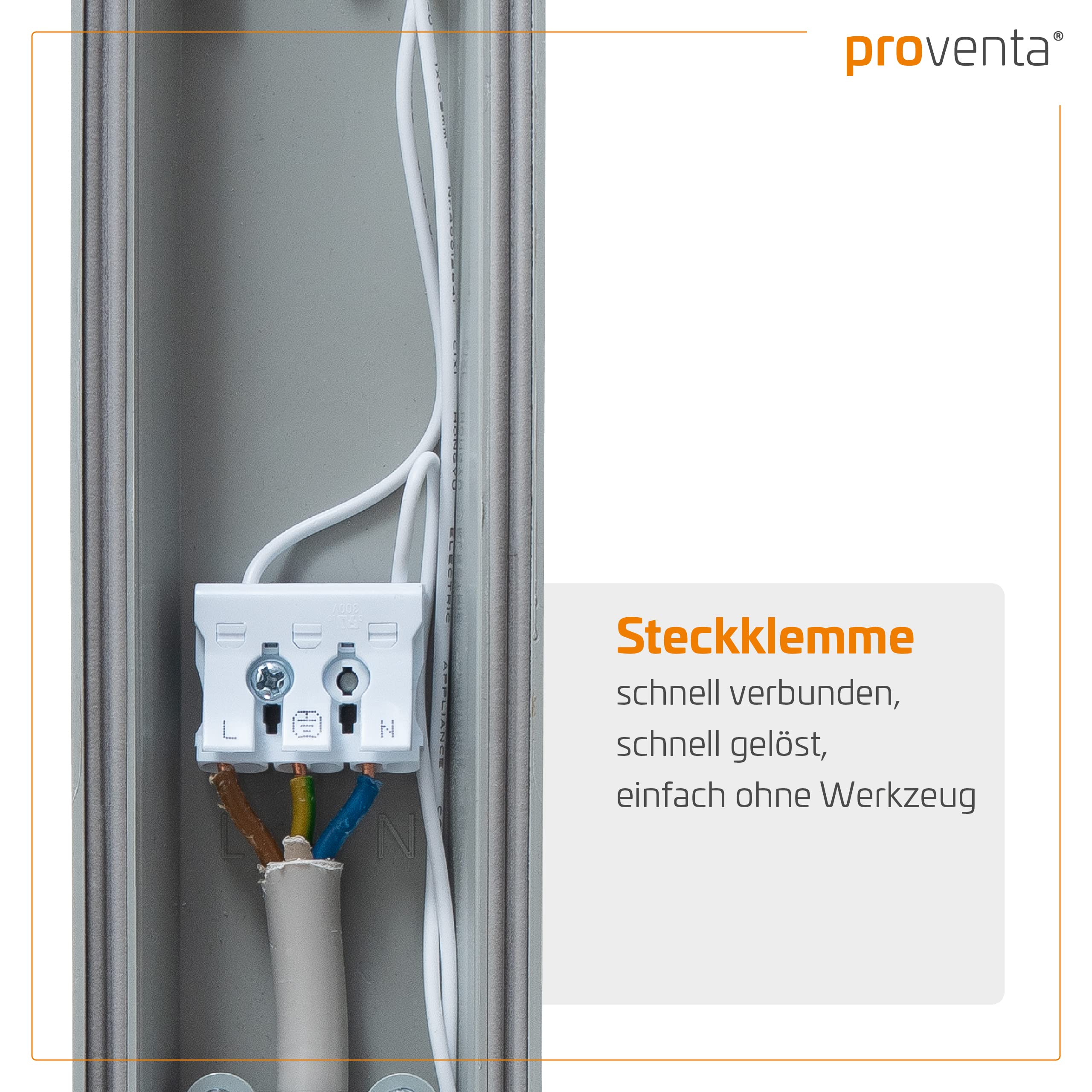 proventa IP65 LED-Feuchtraumleuchte 120cm mit 18W LED-Röhre 2.160 Lumen Klappdeckel Steckklemme Kabeleinführung bis NYM-J 3x2,5mm² - Sparset 8x