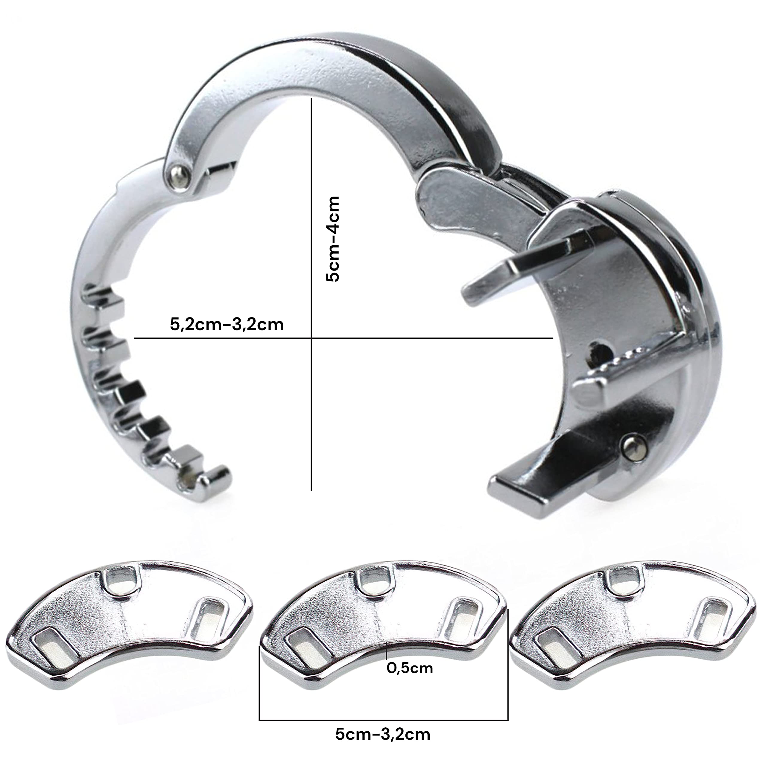 Gabbia di castità Gabbia per pene in metallo Cintura di castità regolabile per uomo Gabbia di castità per uomo color argento Lunghezza 8cm ⌀3cm Lucchetto e chiavi castita per uomo gabbia FOPS N25-2
