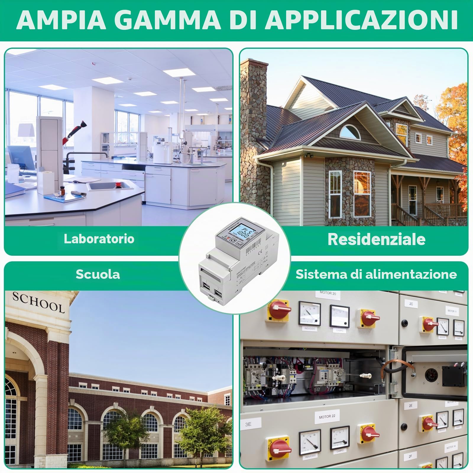 Contatore energia elettrica wifi 80A Tuya misuratore di consumo elettrico AC230V misuratore consumo elettrico monofase digitale LCD 1000 imp/kWh Protezione da sovratensione e sovracorrente DAC2120C