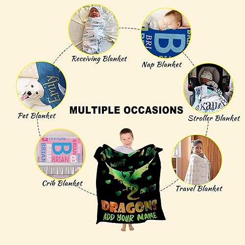 Miniatura 7 de Manta personalizada con texto Just A Boy Who Loves Dragons, manta personalizada con tu texto, mantas personalizadas, el mejor regalo para familiares