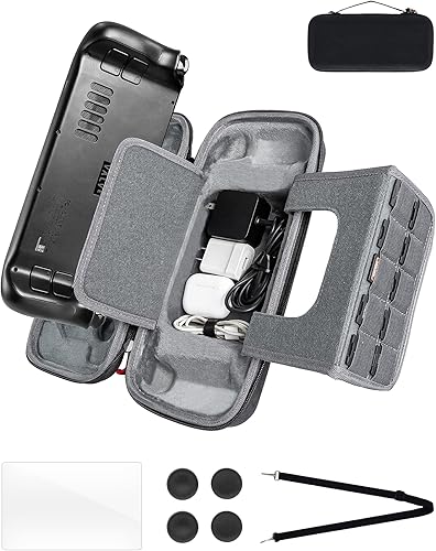 SCAVATA Funda de transporte para cubierta de vapor bolsa de viaje dura portátil para consola de cubierta de vapor y accesorios con adaptador de CA