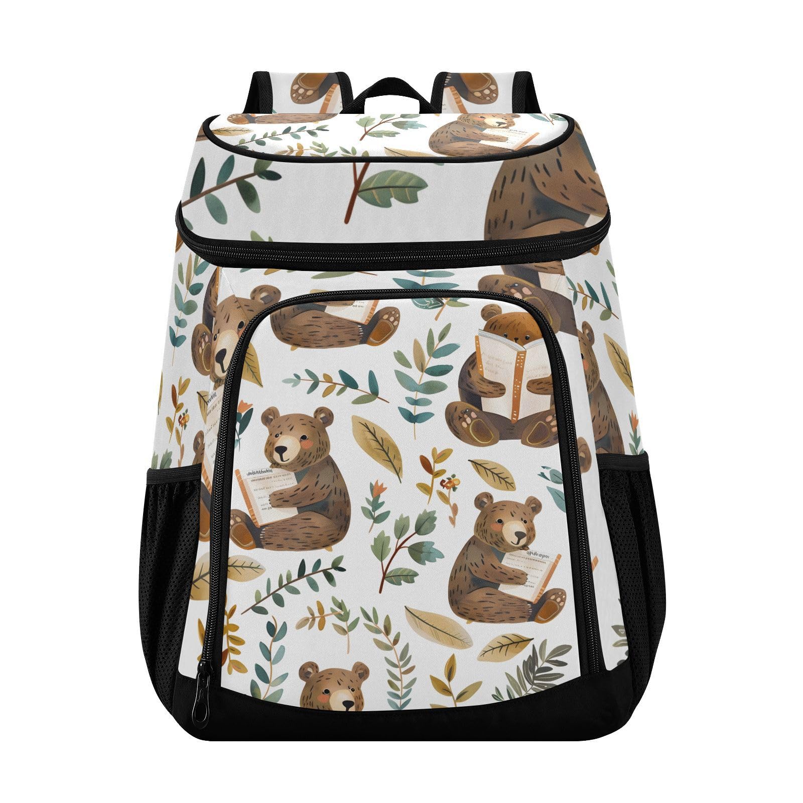 Bears Read Books Cute Cooler Backpack Cooler Insulated Leak Proof Lunch Backpack 36 Cans Waterproof Soft for Men Women Picnic Hiking Camping Beach