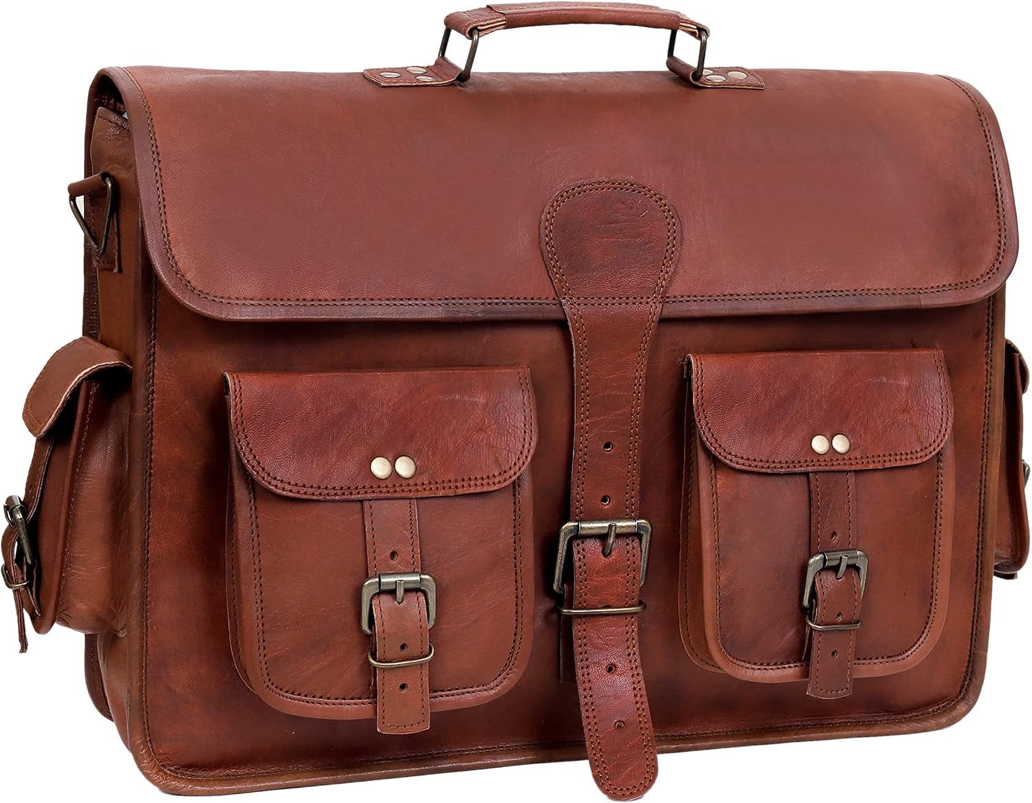 Handmadecraft Leather Unisex Real Leather Messenger Bag for Laptop Briefcase Satchel
