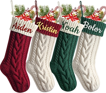 定制圣诞袜 - 刺绣姓名毛线圣诞挂袜