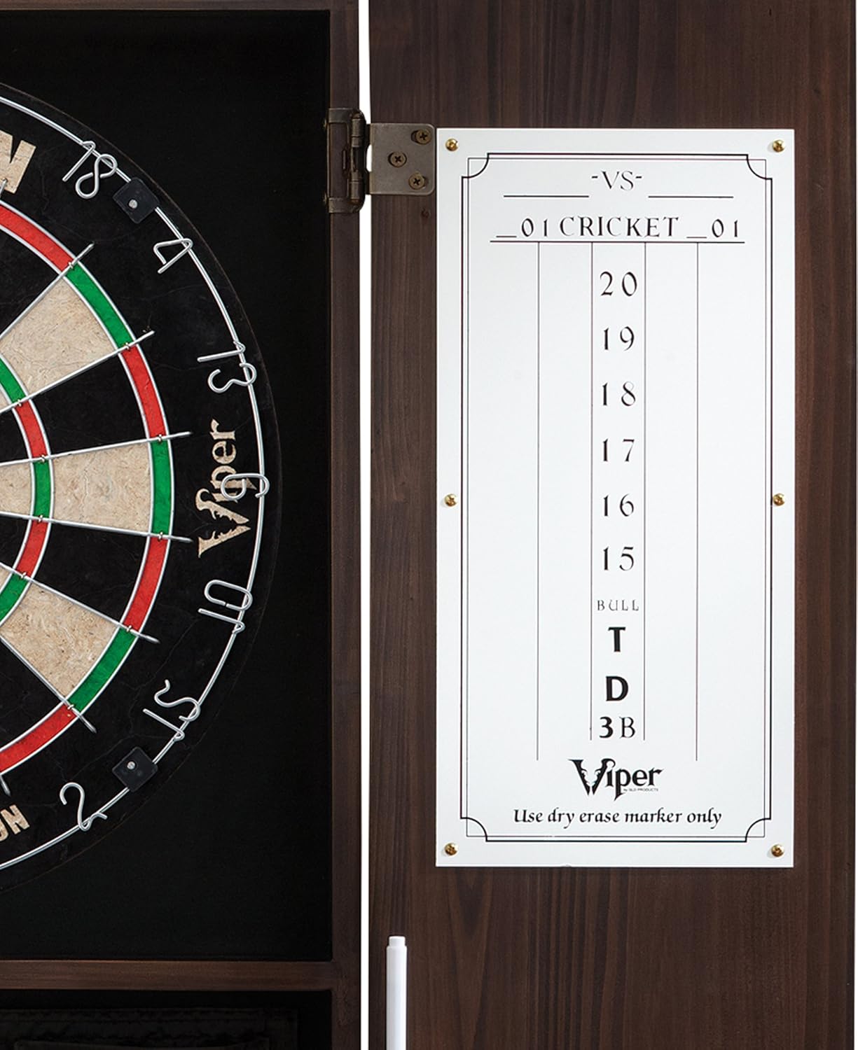 Viper by GLD Products Metropolitan Solid Wood Cabinet & Sisal/Bristle Dartboard Ready-to-Play Bundle: Deluxe Set (Dead On Dartboard and Darts), Espresso Finish
