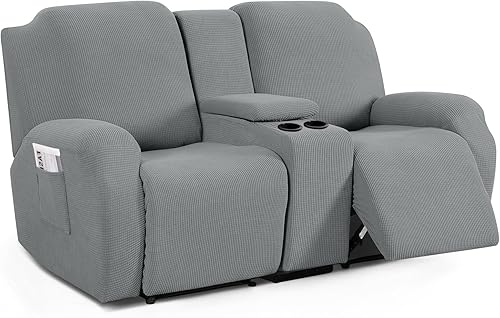 TAOCOCO Funda para Sillón de Dos Plazas Reclinable con Consola Central, Funda Elástica para Sillón de Dos Plazas para Sofá Reclinable de 2 Asientos,