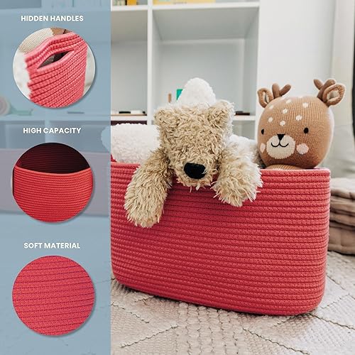 Miniatura 44 de OrganiHaus - Juego de 3 canastas tejidas para almacenamiento, hechas de cuerda de algodón suave, organización, canastas y contenedores de Gris de 3