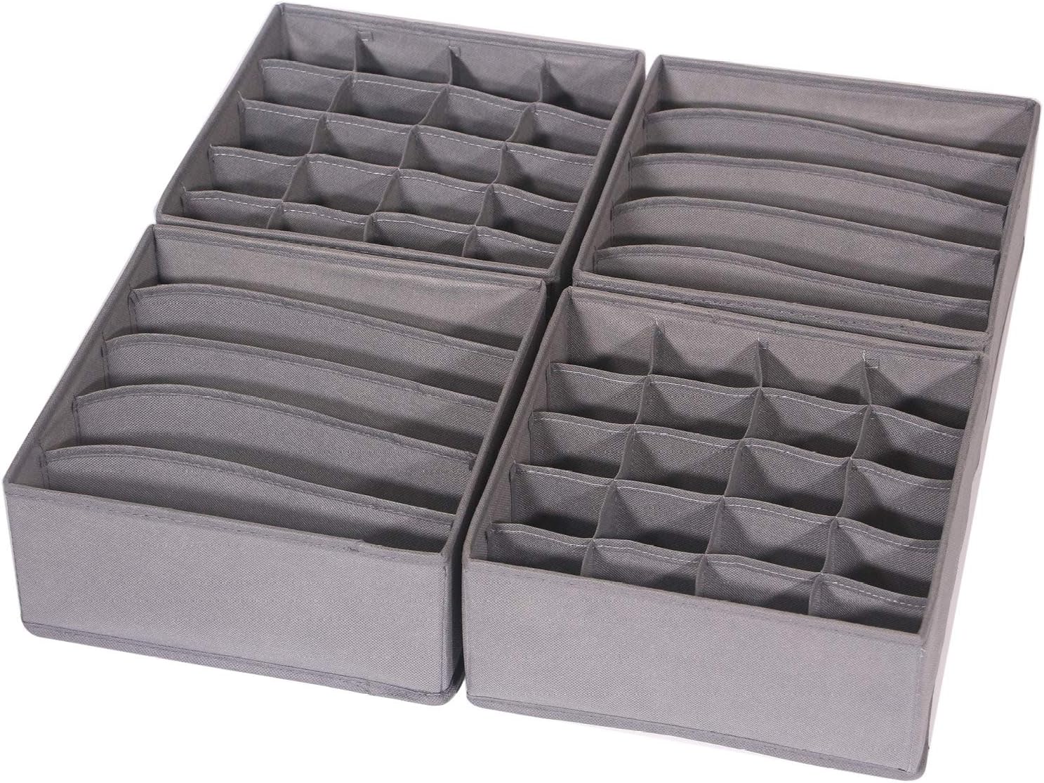 DIOMMELL 4 Pack Foldable Cloth Storage Box Closet Dresser Drawer Organizer Fabric Baskets Bins Containers Divider for Clothes Underwear Bras Socks Lingerie Clothing, M Grey 22-0000 DIOMMELL 4 Pack Foldable Cloth Storage Box Closet Dresser Drawer Organizer Fabric Baskets Bins Containers Divider for Clothes Underwear Bras Socks Lingerie Clothing, M Grey 22-0000