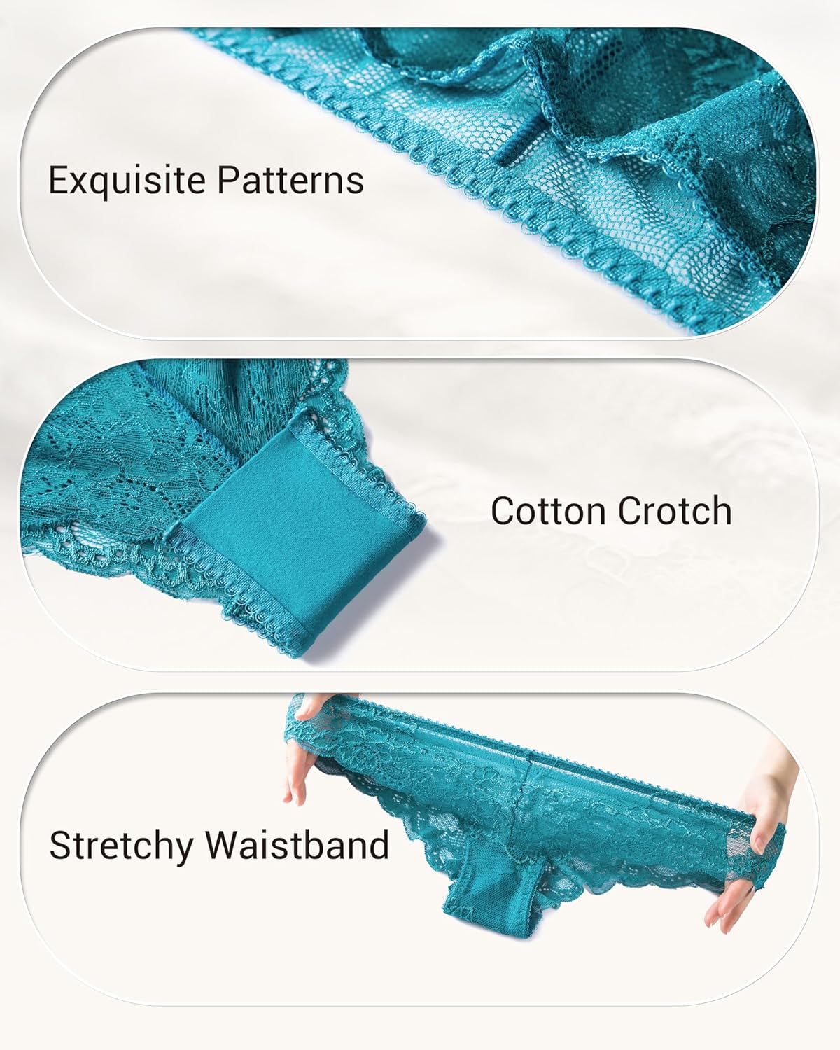 Seamless Cheeky Underwear for Women No Show Lace Panties for Women 5 Pack Sexy Cheeky Ladies Bikini Panties - Image 4