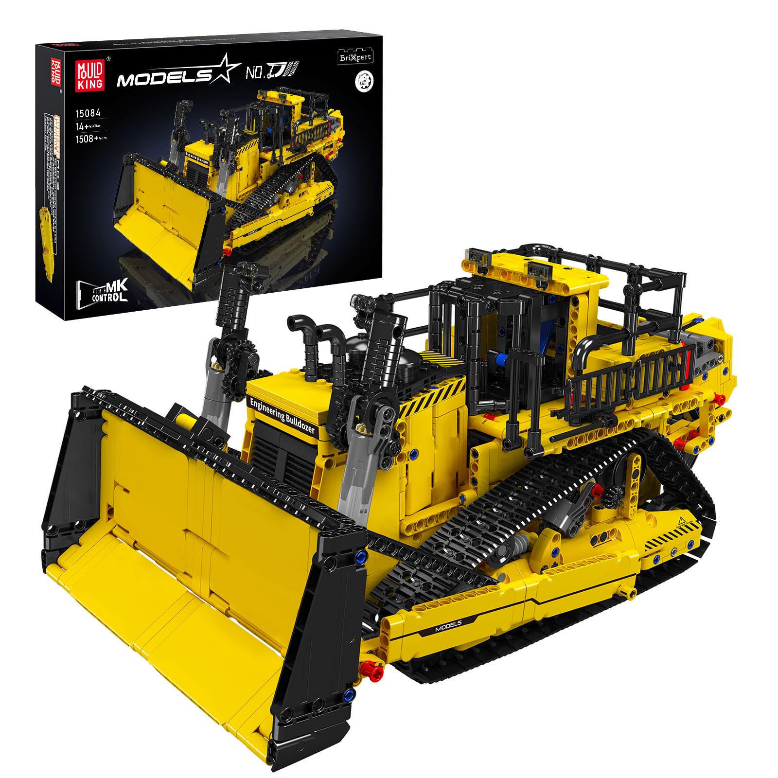 Mould King 15084 Technik Bulldozer Remote Controlled Clamping Blocks D11 Excavator Truck Building Blocks with Engines Caterpillar Buldozer Construction Toy for Adults and Teenagers (1508 Pieces)