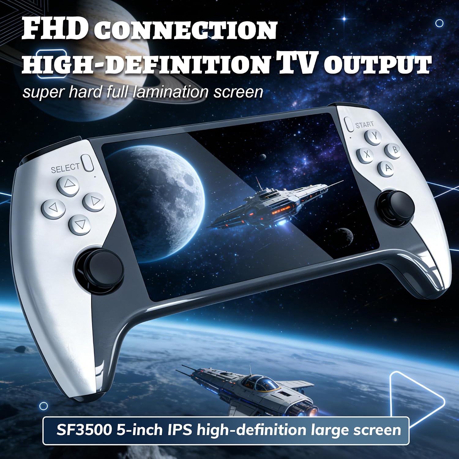 2026 New Updrade Pro Retro Handheld Game Console, Big 5.0'' IPS Screen with 20000+Classic Games, Portable Game Console 64GB - 3000mah Rechargeable Battery - WiFi Bluetooth HD and TV Output