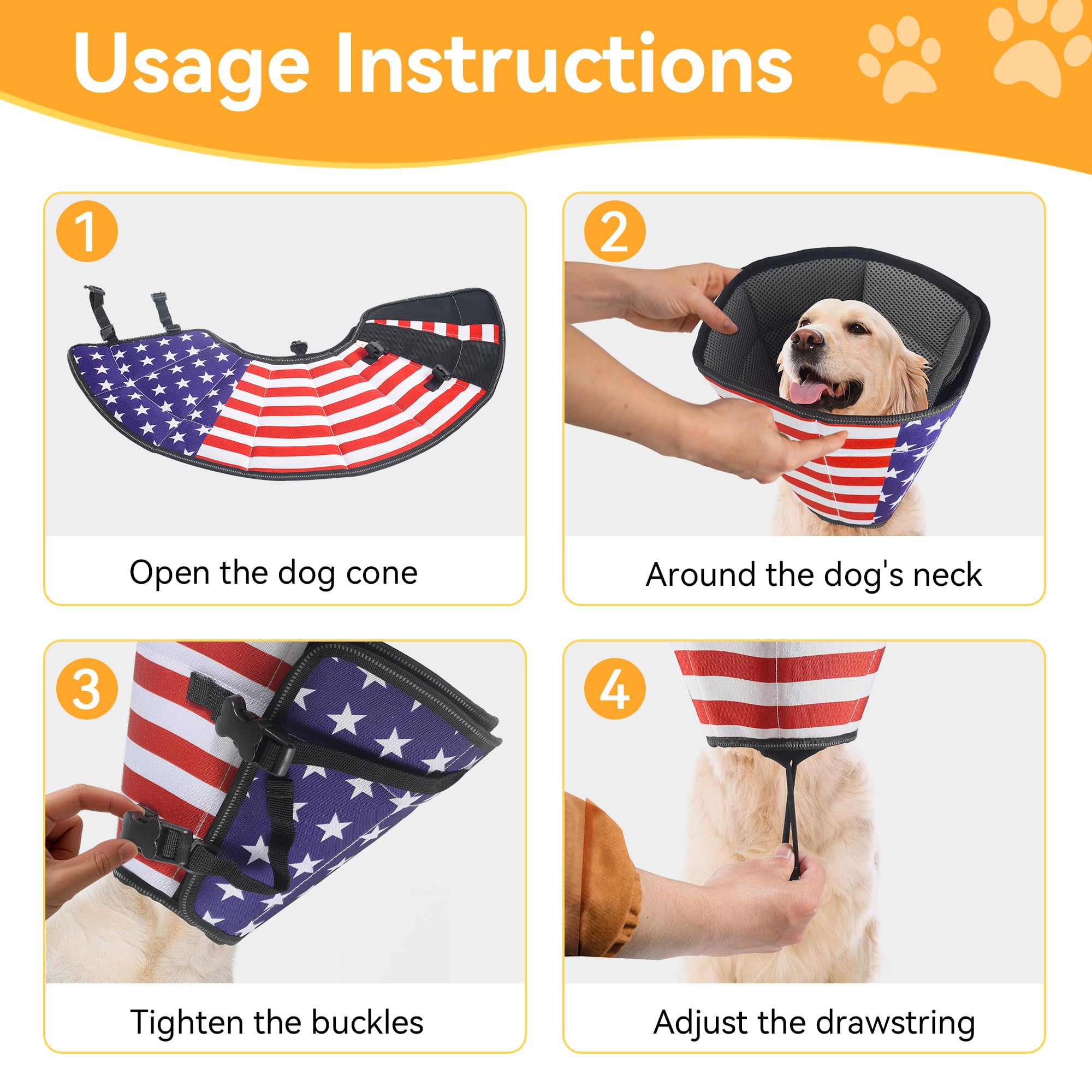 TDTOK Collar de cono suave para perro, con bandera ajustable, alternativa para perros grandes, medianos y pequeños después de la cirugía, collares de cono de perro transpirables y cómodos para dejar