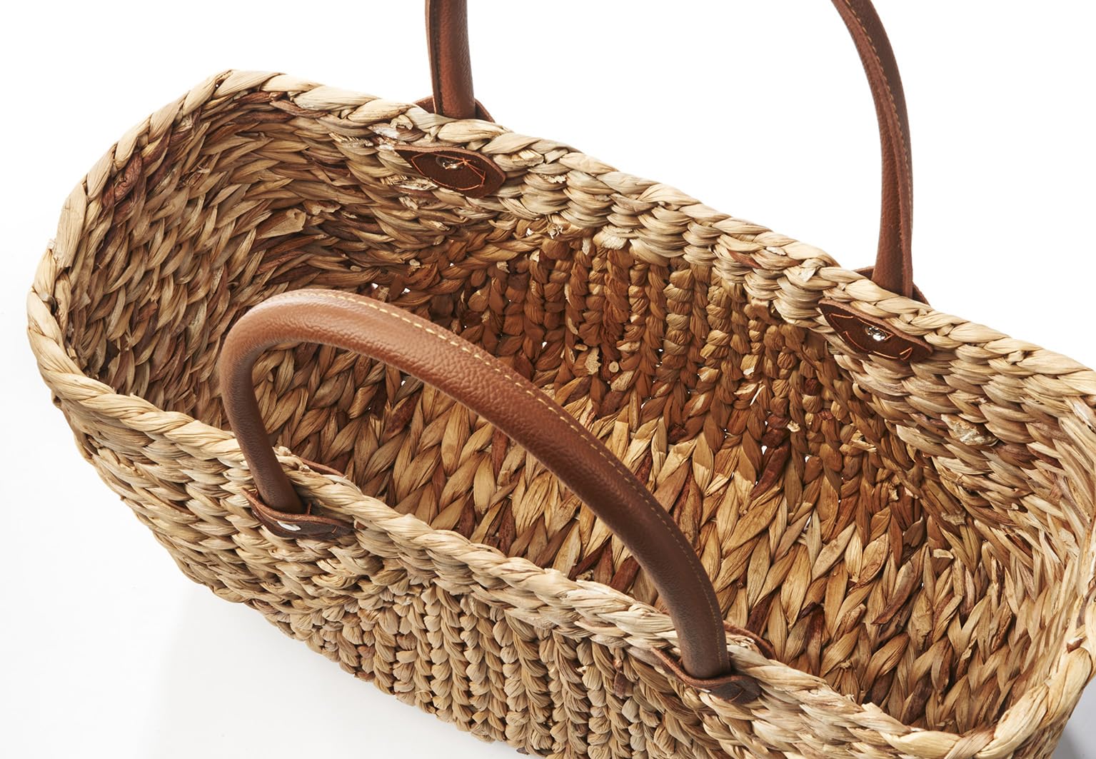 Kobolo 2er Set Taschen aus Wasserhyazinthe große geflochtene Shopper mit