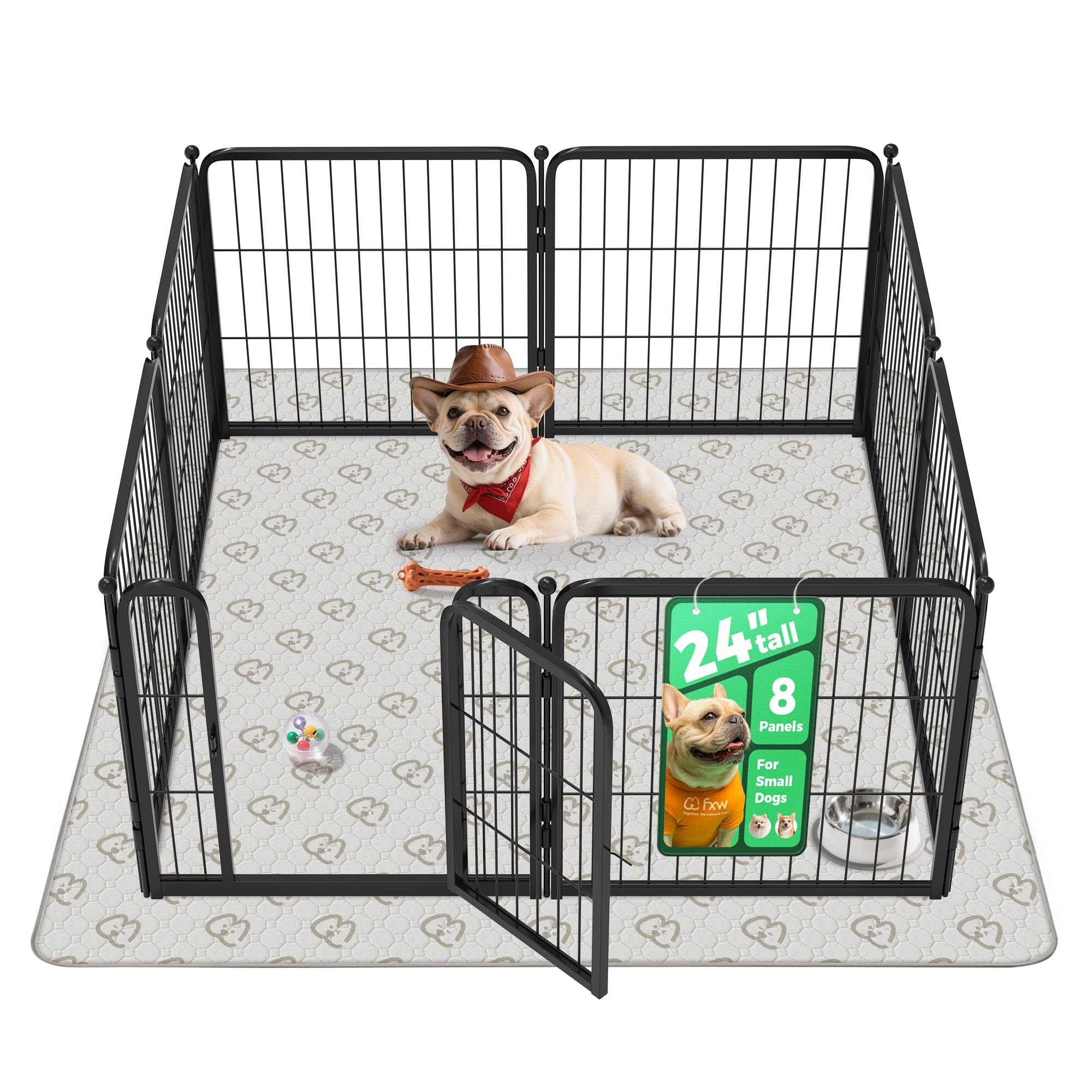 FXW Homeplus Indoor Dog Playpen with Washable Pee Pad, 24" H, 8 Panels
