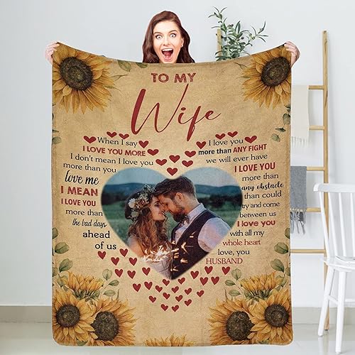 D-Story Regalos de manta personalizada para parejas mantas personalizadas con fotos para parejas amantes, mantas de franela personalizadas, regalos