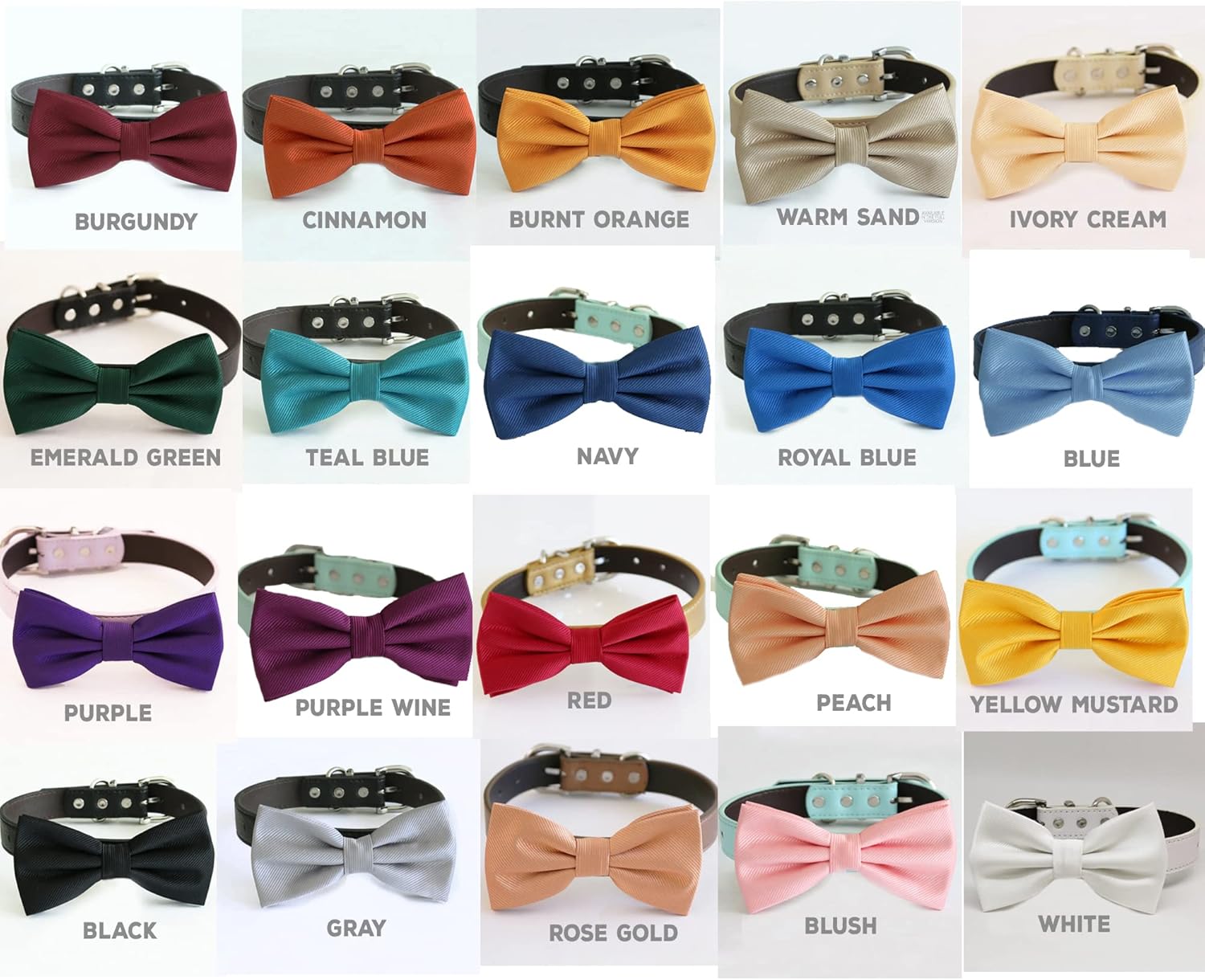 Teal bow tie collar Leather collar dog ring bearer adjustable handmade XS to XXL collar bow, Puppy, Proposal, Teal blue wedding