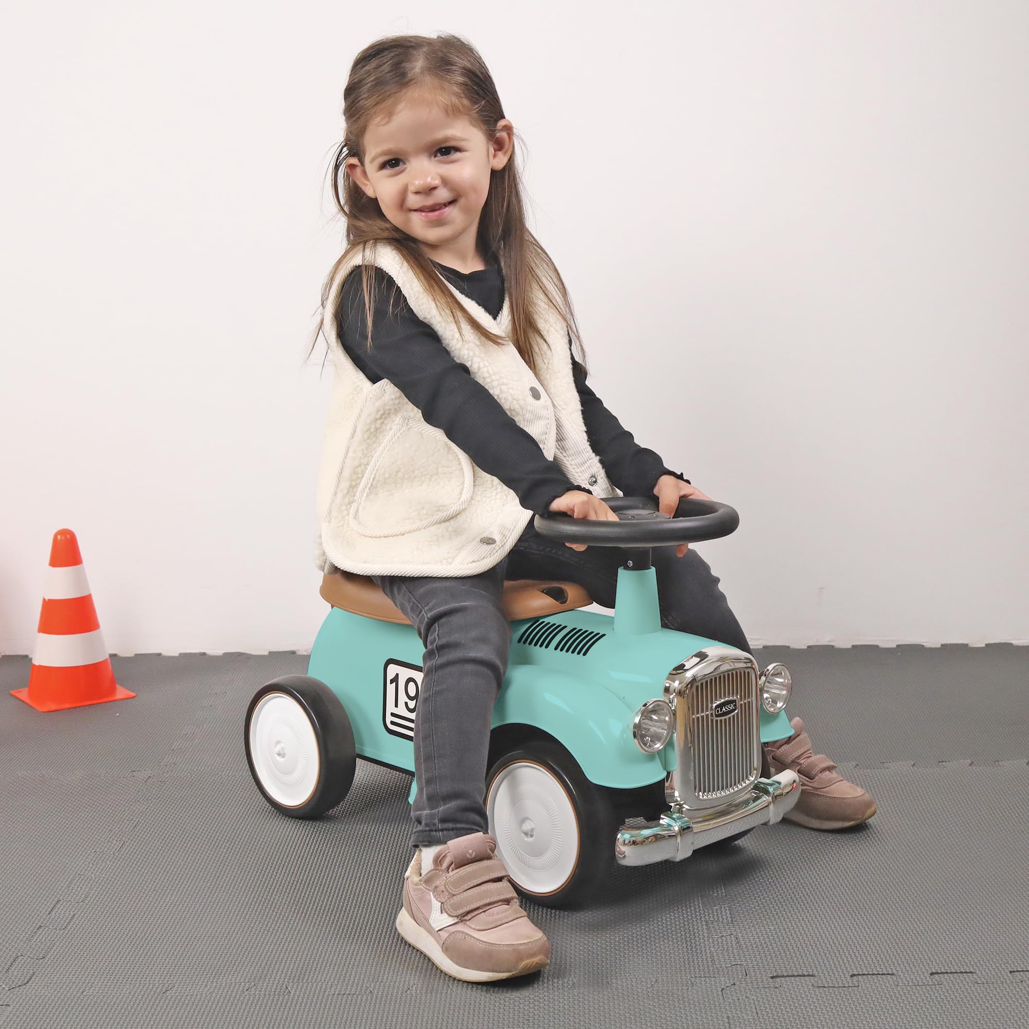 TURBO CHALLENGE - Retro Vintage - Lauflernhilfe - 119185 - Freilauf - Blau - Max. 25 kg - Kunststoff - Kinderspielzeug - Geschenk - Geburtstag - Dekoration - Zimmer - Ab 12 Monaten