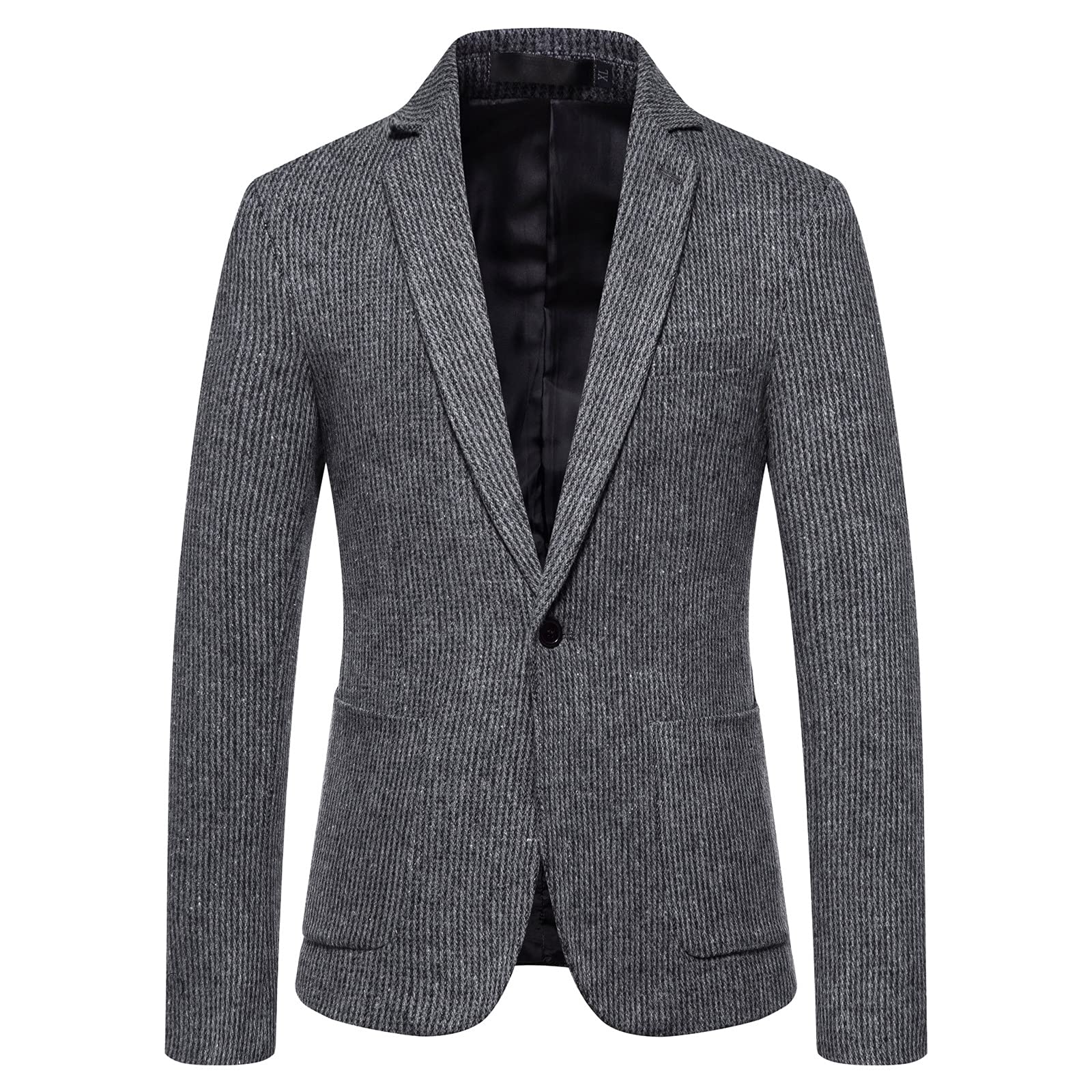 Blazer Slim Fit Tweed Giacca sportiva da uomo, elegante giacca da lavoro invernale per il tempo libero, con risvolto smoking