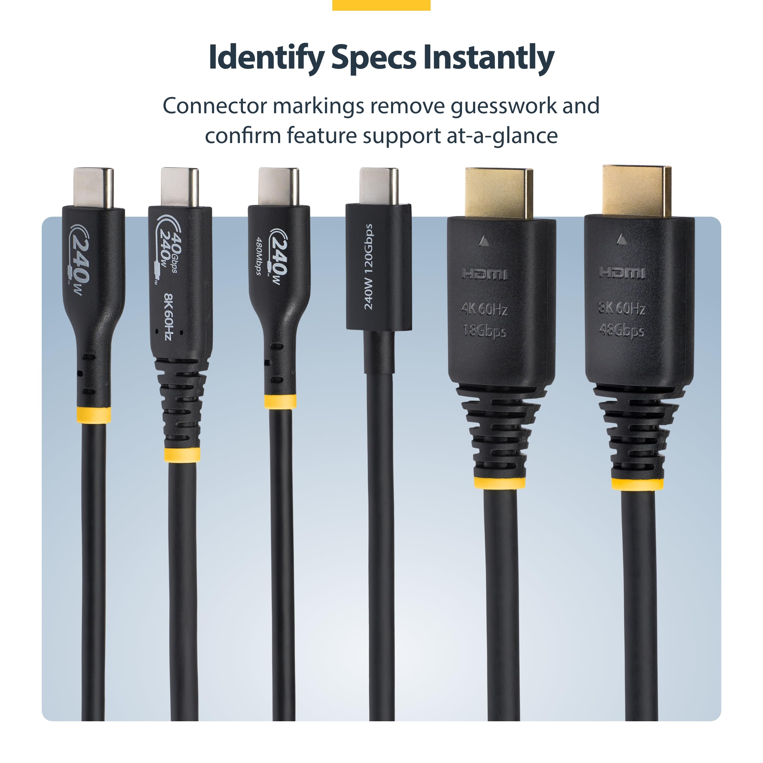 StarTech Cable HDMI de 5m Ultra Alta Velocidad, 8K 60Hz, HDR10+, 48Gbps | Funda de TPE flexible y RoHS, Compatible con adaptadores USB-C a HDMI, MacBook Air/Pro serie M