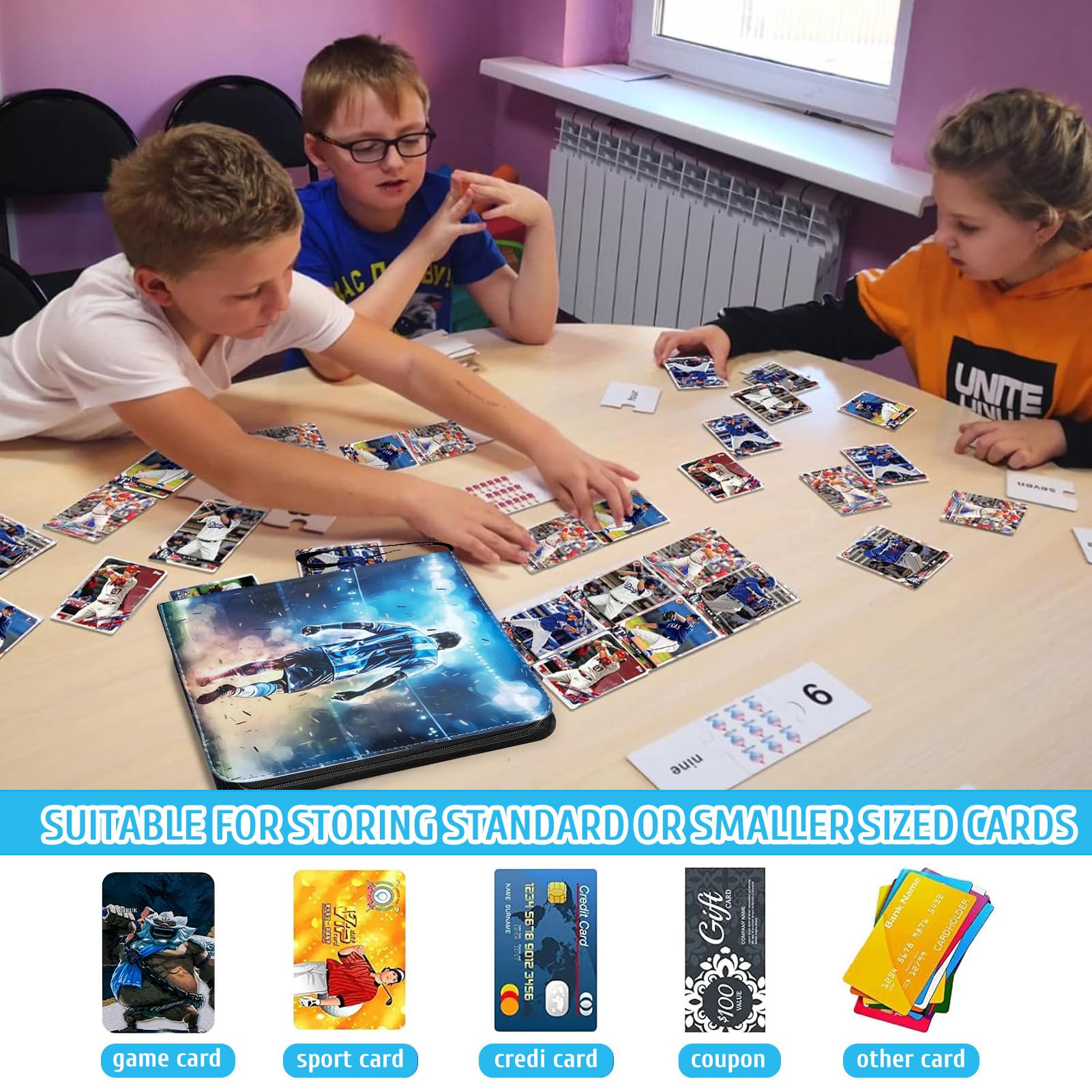 WithFlying Kaartenverzamelalbum, voetbalkaartenalbum, 400 vakken, album voor verzamelkaarten, trainer, verzamelkaartenalbum, 4 vakken, 50 pagina's. (voetbal-J