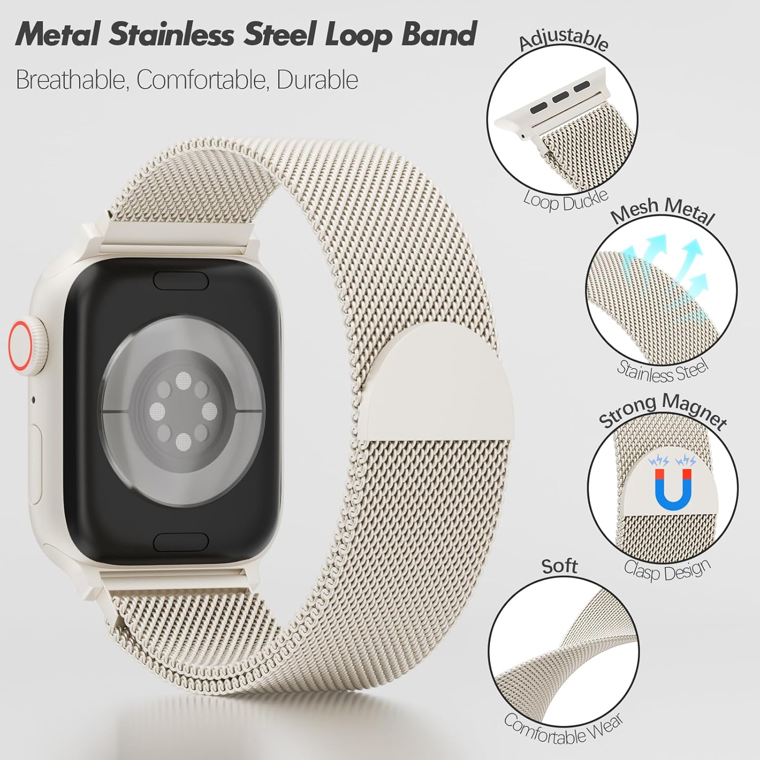 3 Pack Metal Mesh Loop Compatible with Apple Watch Band 38mm 40mm 41mm 42mm 44mm 45mm 46mm 49mm Women Men, Stainless Steel Magnetic Clasp Strap for iWatch Series 11 10 9 8 SE 7 6 5 4 3 2 1 Ultra - Image 2
